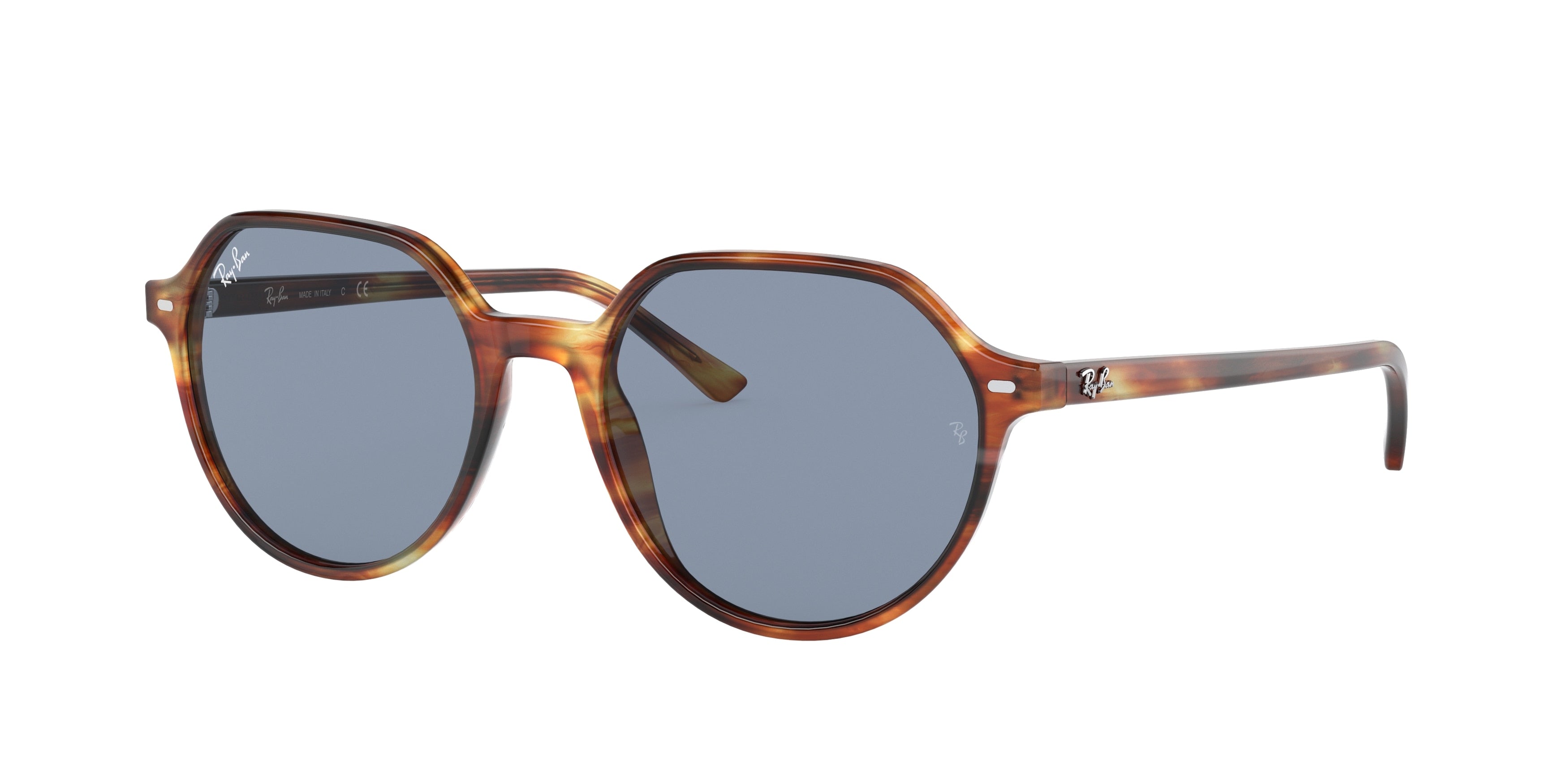 Ray-Ban THALIA RB2195 Square Sunglasses  954/62-Striped Havana 55-145-18 - Color Map Brown