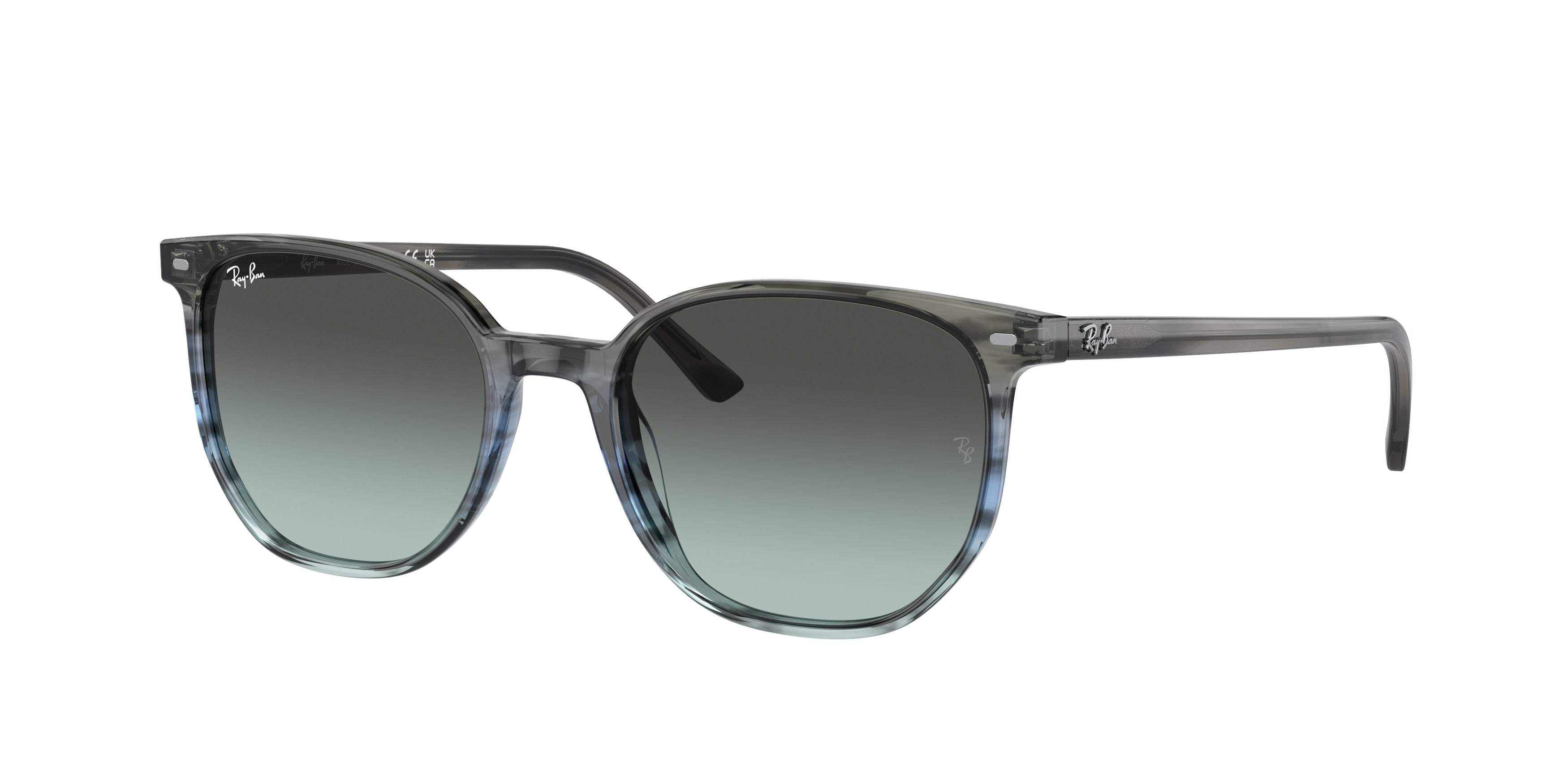 Ray-Ban ELLIOT RB2197F Square Sunglasses  1391GK-Striped Grey & Blue 54-145-19 - Color Map Blue