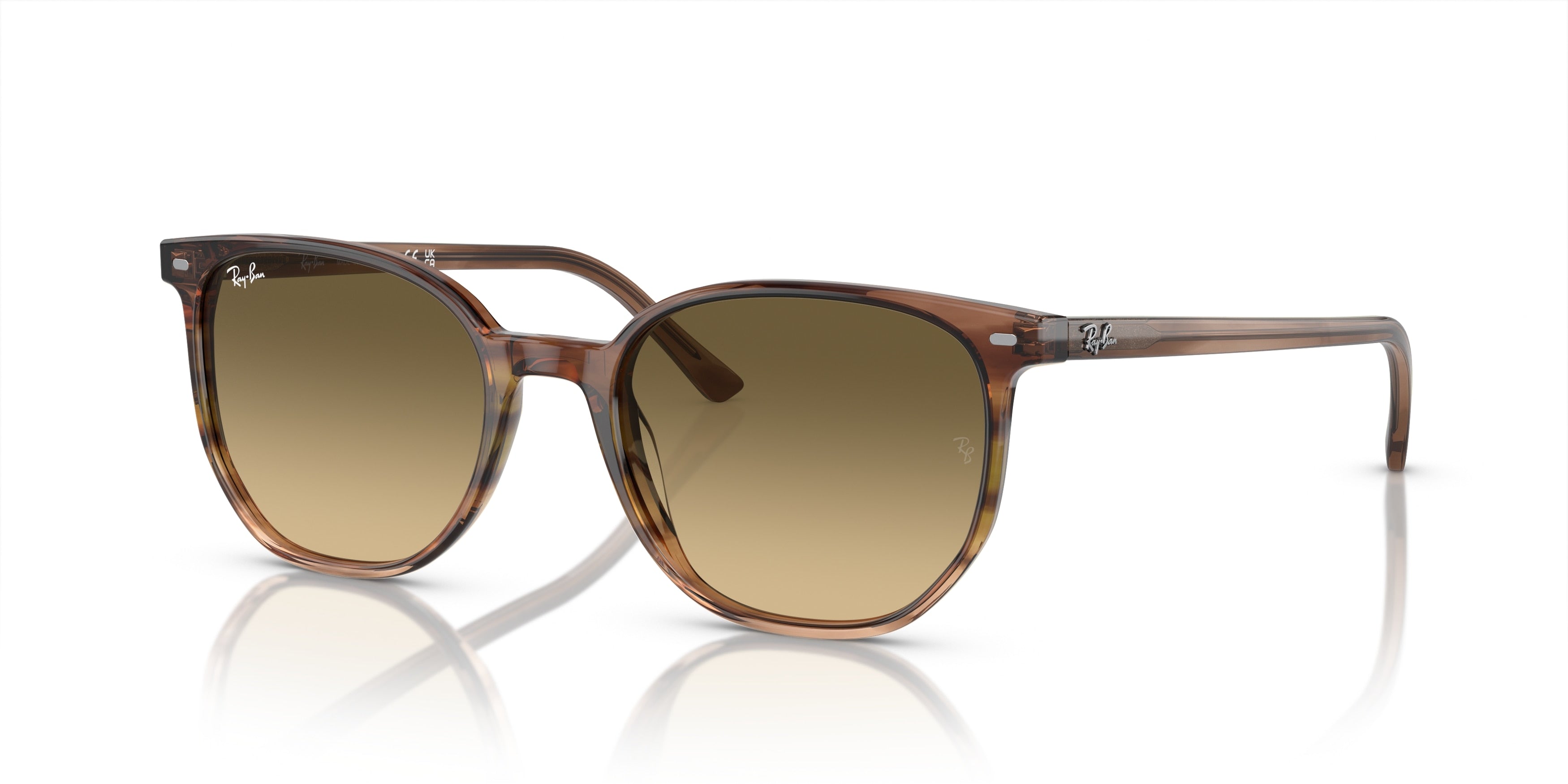 Ray-Ban ELLIOT RB2197F Square Sunglasses  13920A-Striped Brown & Green 54-145-19 - Color Map Brown