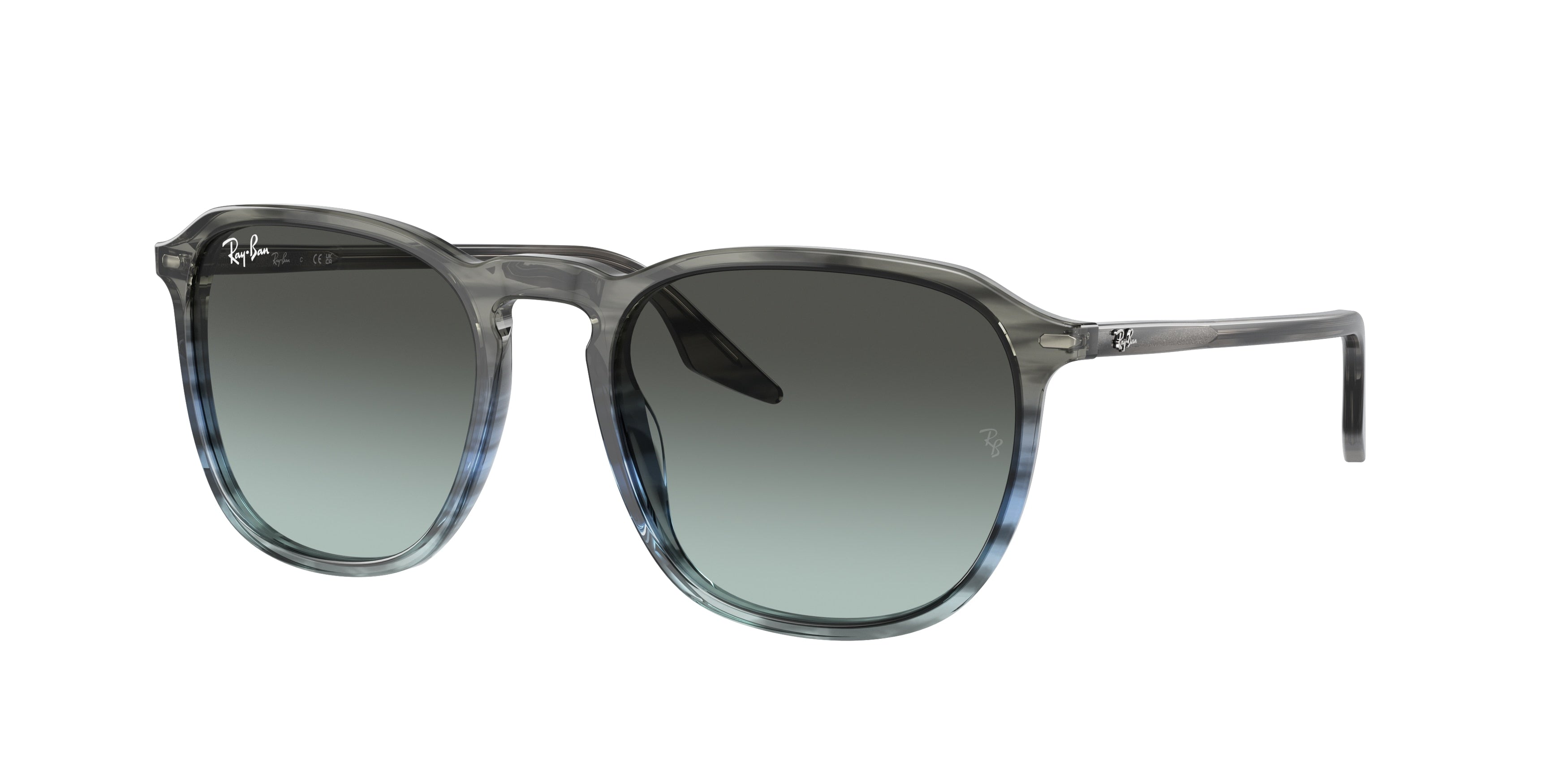 Ray-Ban RB2203F Square Sunglasses  1391GK-Striped Grey & Blue 55-145-20 - Color Map Blue