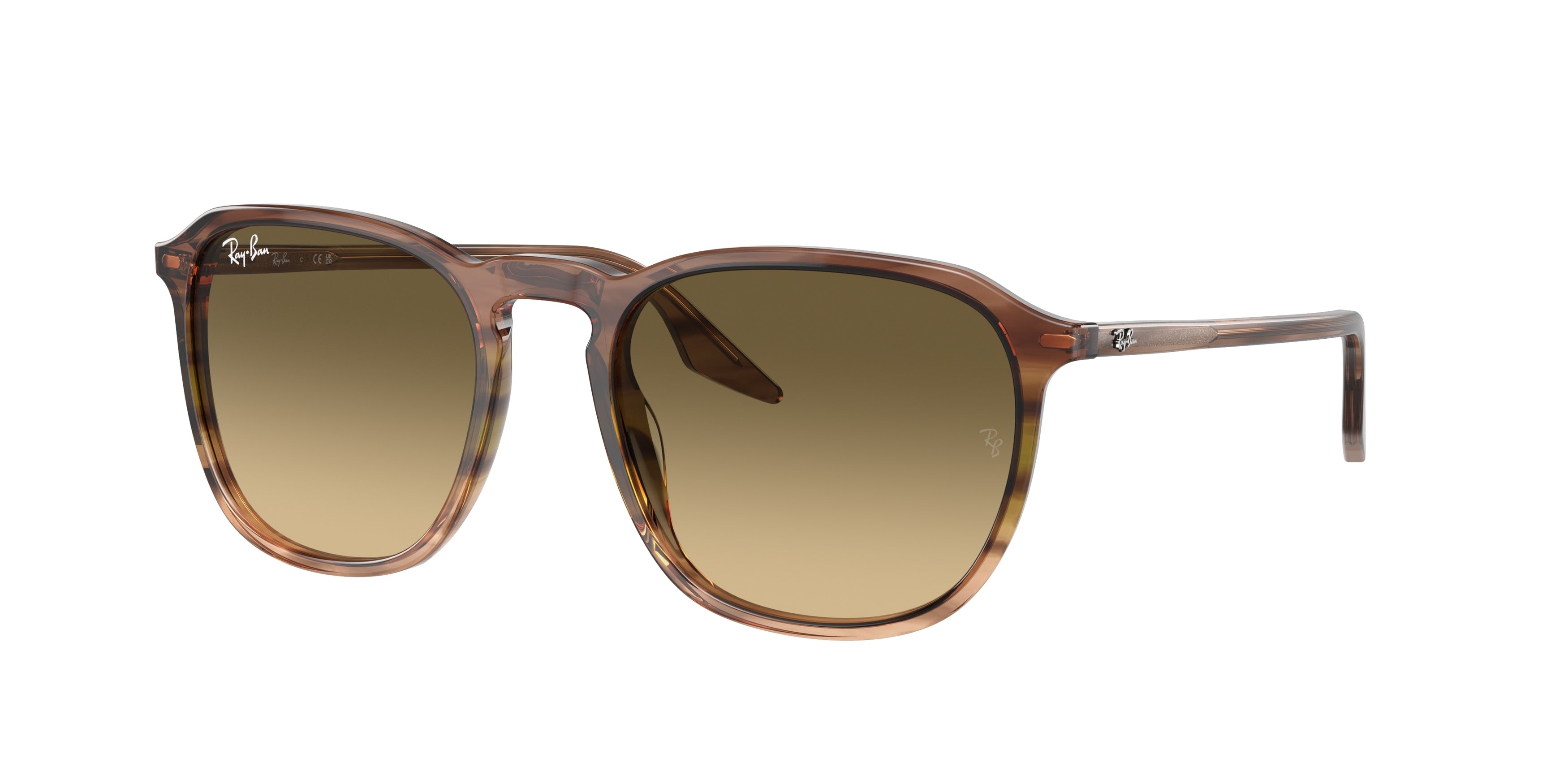 Ray-Ban RB2203F Square Sunglasses  13920A-Striped Brown & Green 55-145-20 - Color Map Brown