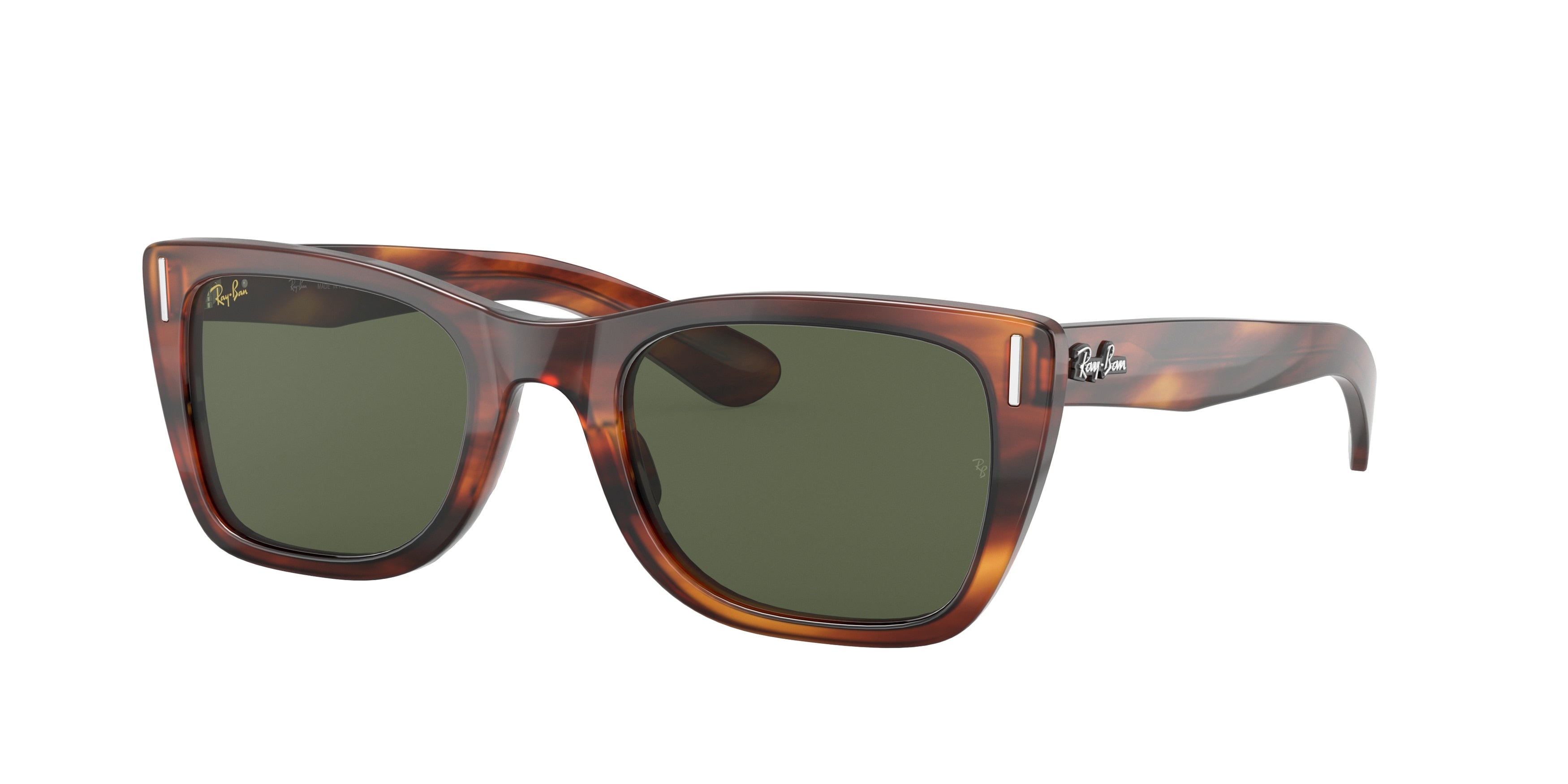 Ray-Ban CARIBBEAN RB2248 Rectangle Sunglasses  954/31-Striped Havana 52-145-22 - Color Map Brown