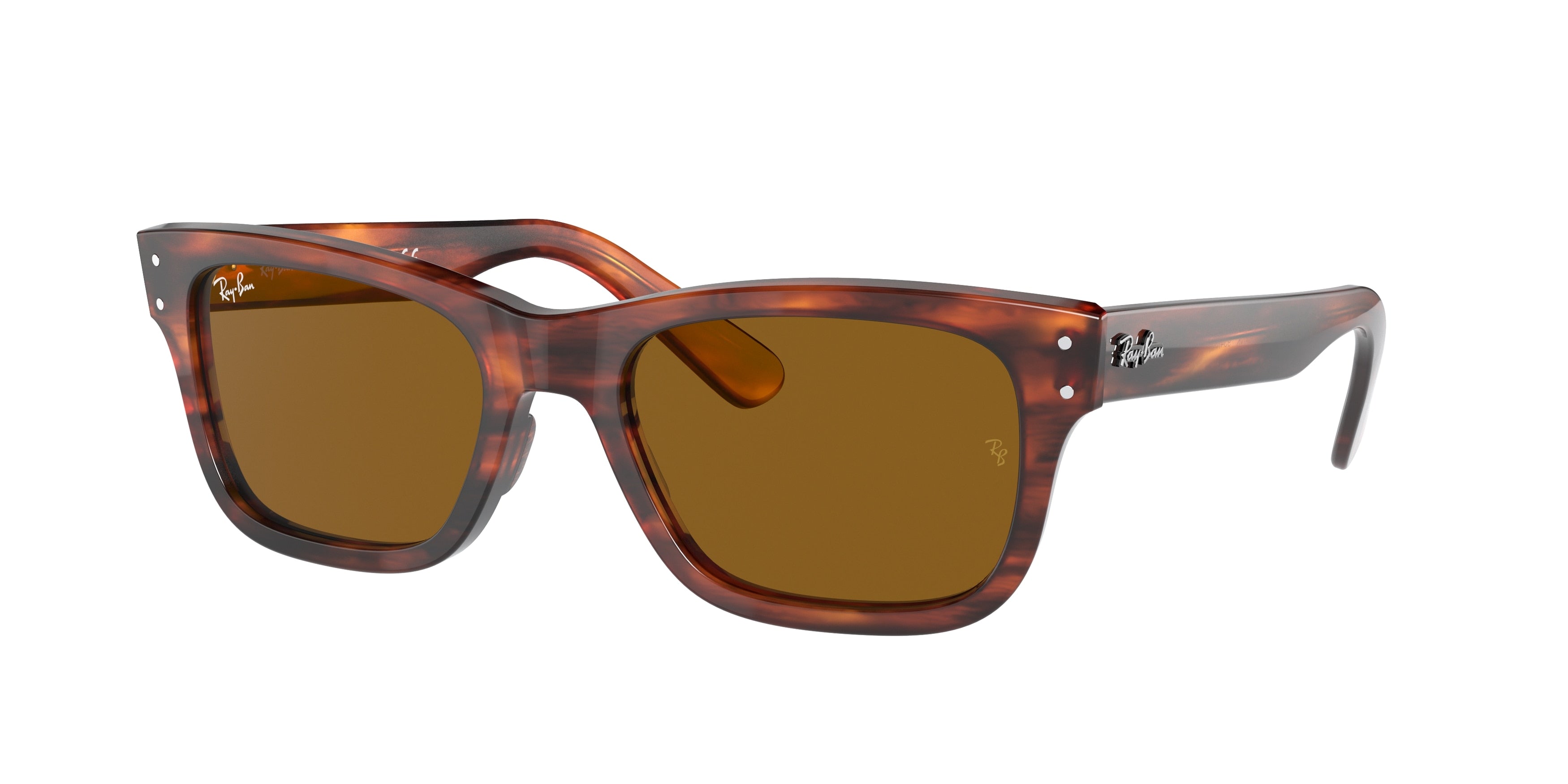 Ray-Ban MR BURBANK RB2283 Rectangle Sunglasses  954/33-Striped Havana 58-145-20 - Color Map Brown