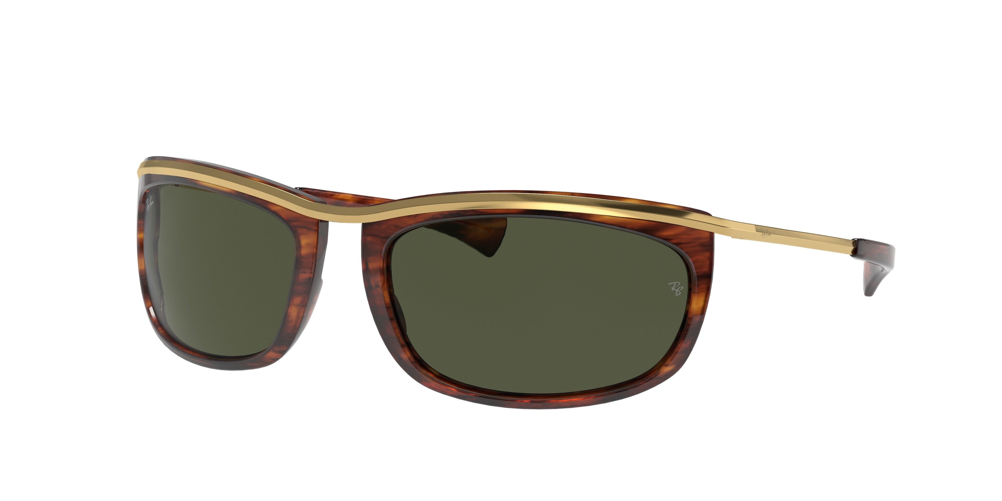 Ray-Ban OLYMPIAN I RB2319 Oval Sunglasses  954/31-Striped Havana 62-125-19 - Color Map Brown