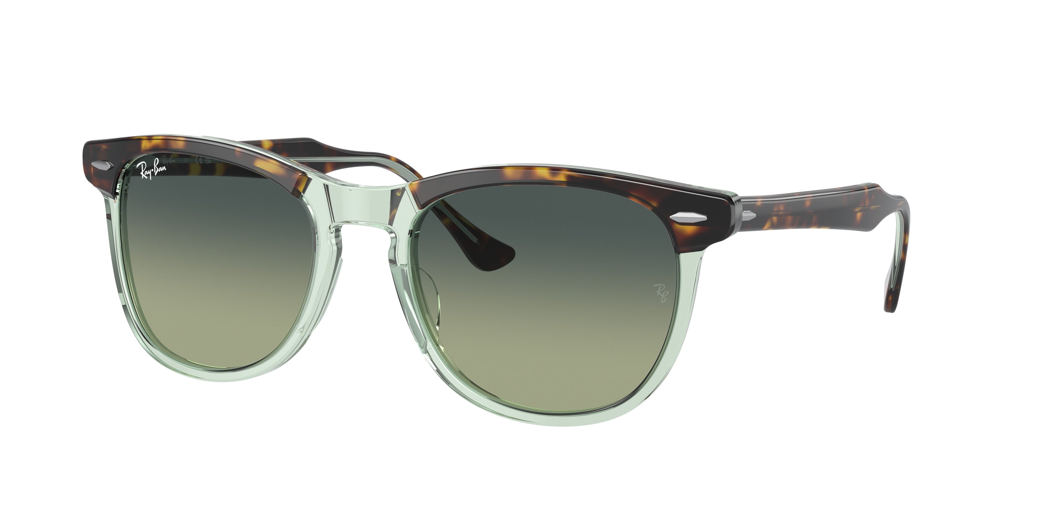 Ray-Ban EAGLEEYE RB2398F Pillow Sunglasses  1376BH-Havana On Transparent Green 53-145-21 - Color Map Brown