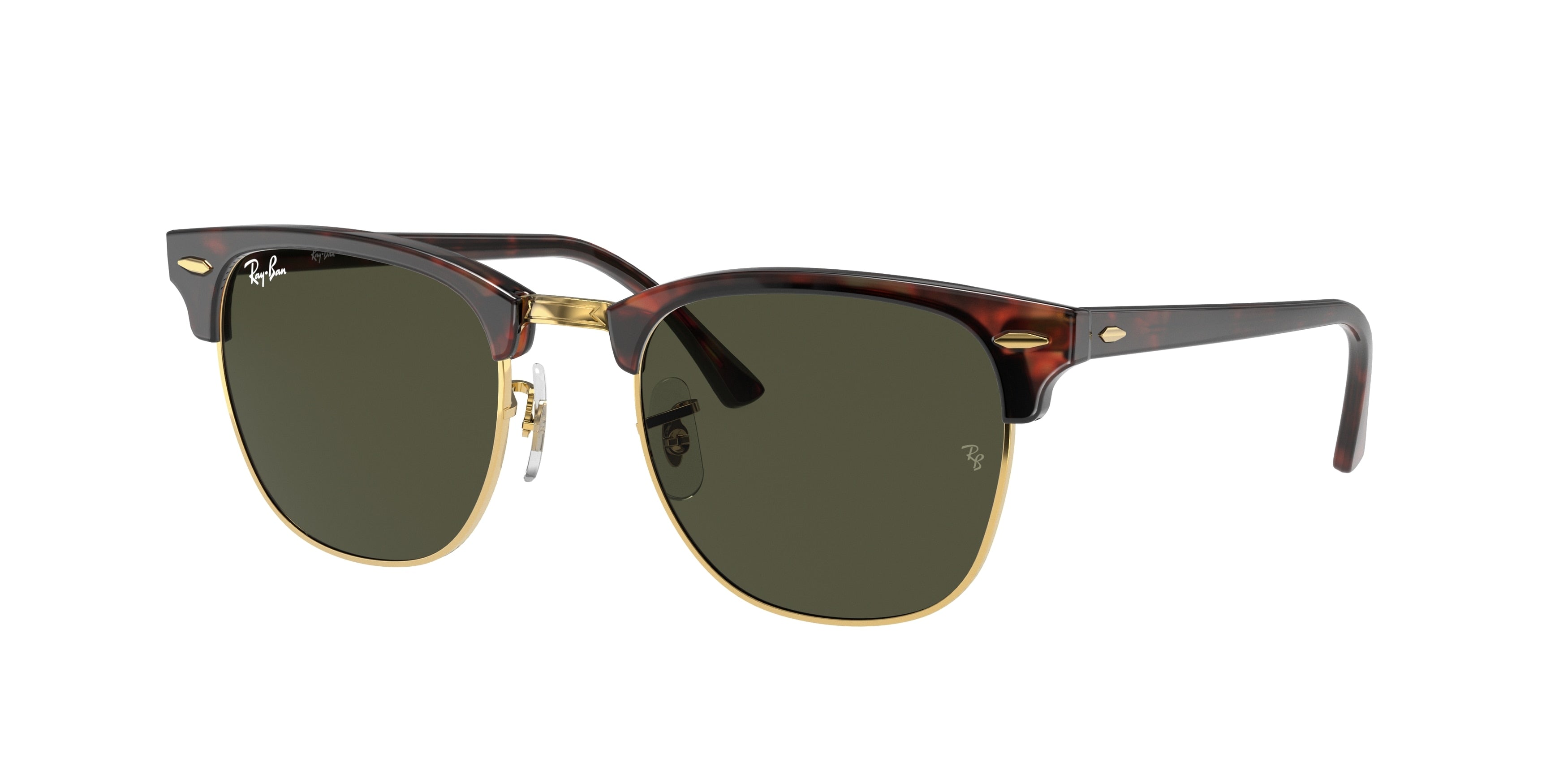 Ray-Ban CLUBMASTER LOW BRIDGE FIT RB3016F Square Sunglasses  W0366-Tortoise On Gold 55-145-19 - Color Map Tortoise