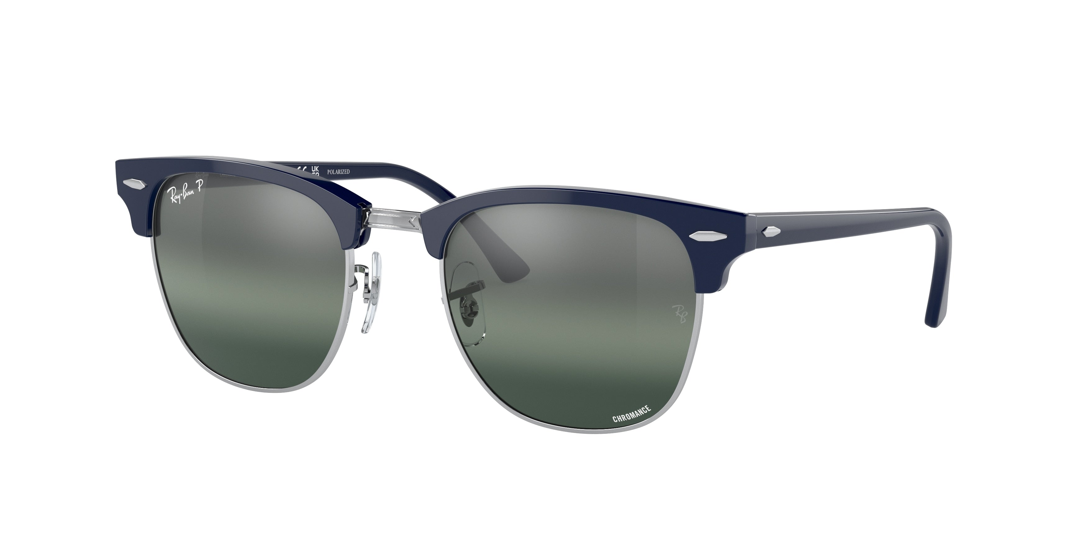 Ray-Ban CLUBMASTER RB3016 Square Sunglasses  1366G6-Blue On Silver 55-150-21 - Color Map Blue