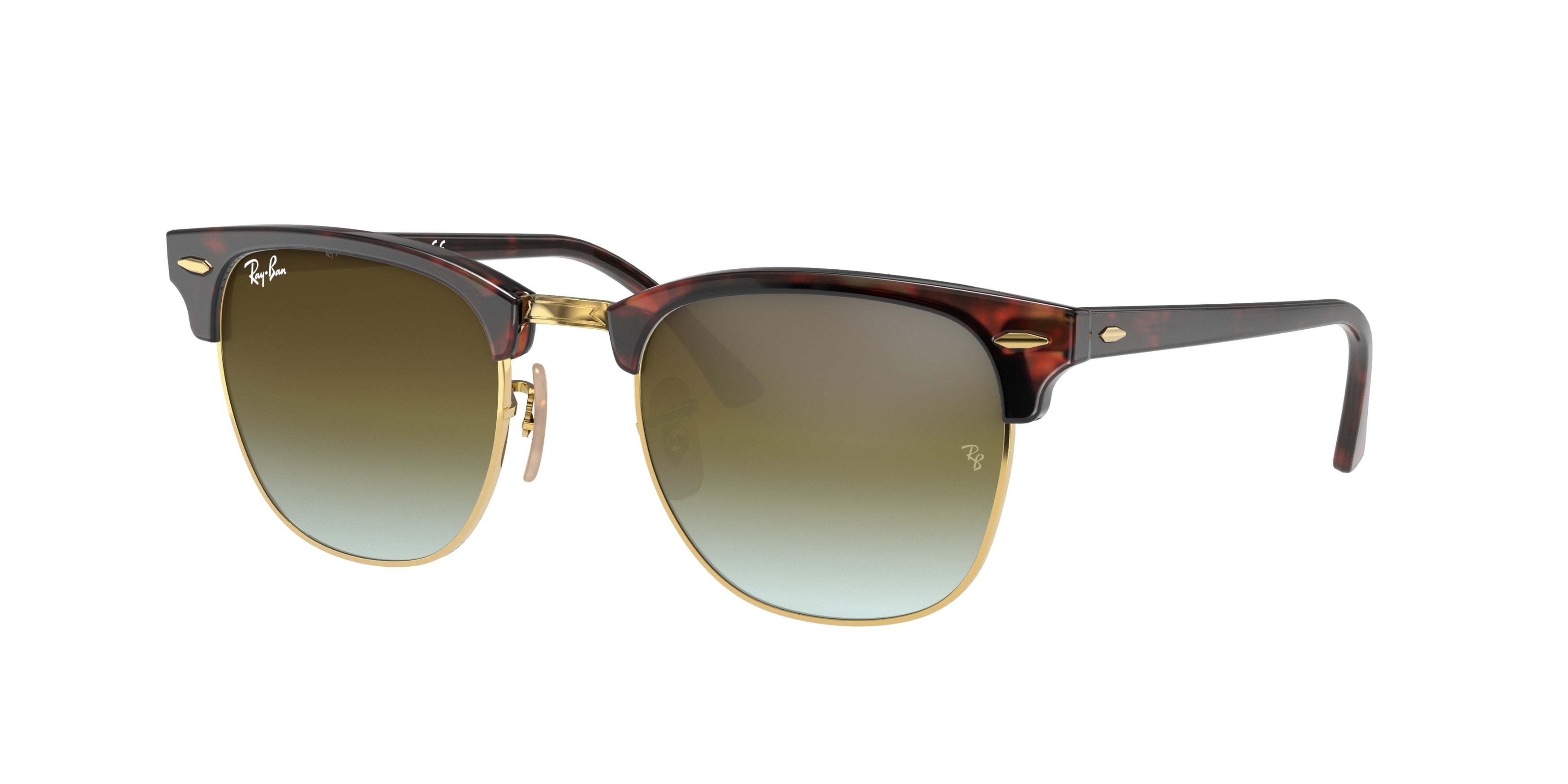 Ray-Ban CLUBMASTER RB3016 Square Sunglasses  990/9J-Red Havana 50-145-21 - Color Map Red