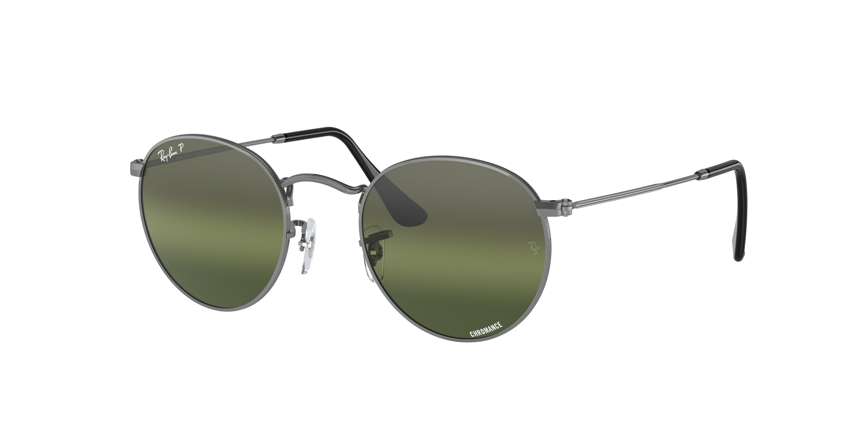 Ray-Ban ROUND METAL RB3447 Round Sunglasses  004/G4-Gunmetal 52-145-21 - Color Map Grey