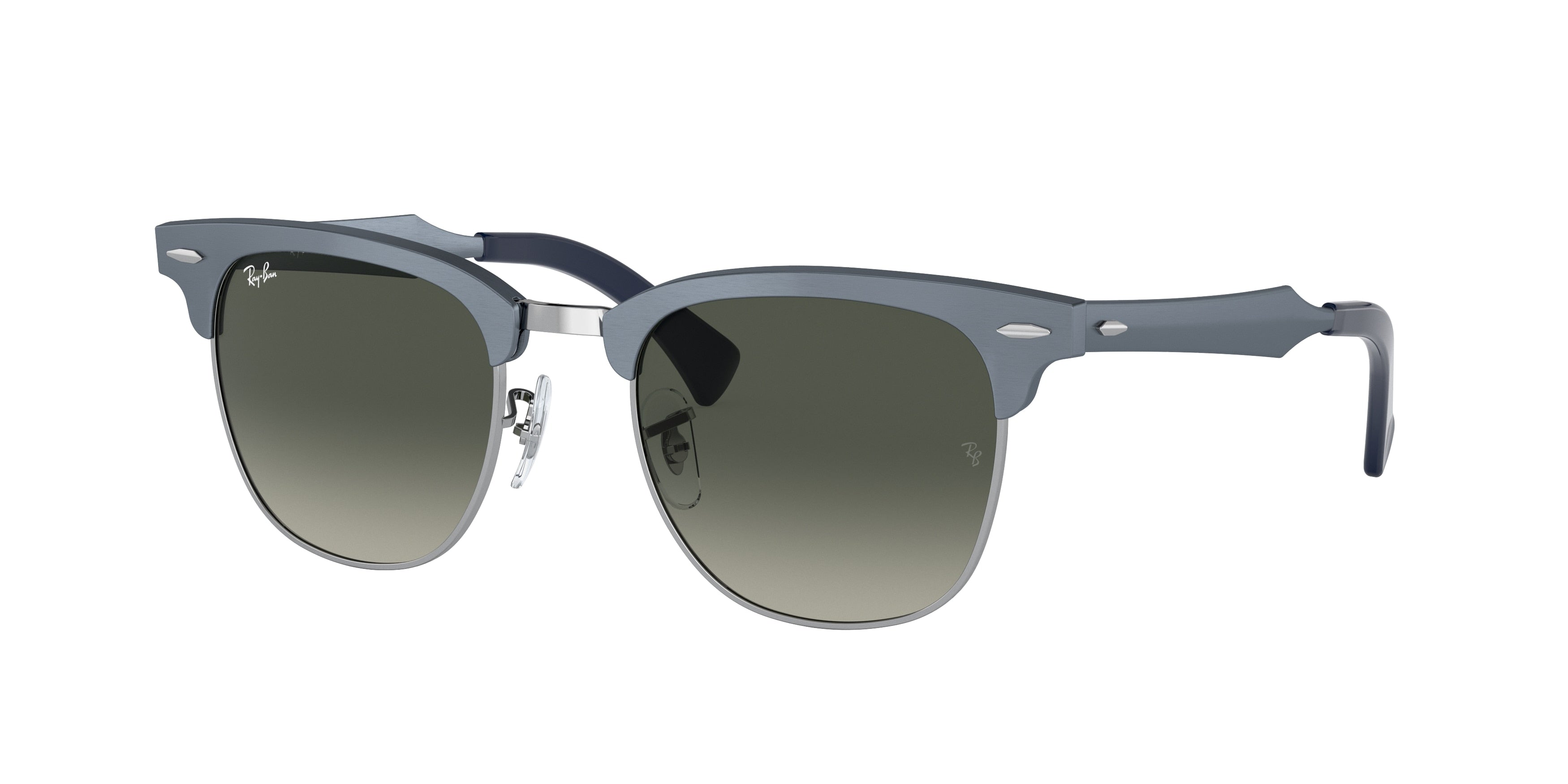 Ray-Ban CLUBMASTER ALUMINUM RB3507 Square Sunglasses  924871-Blue On Silver 50-145-21 - Color Map Blue
