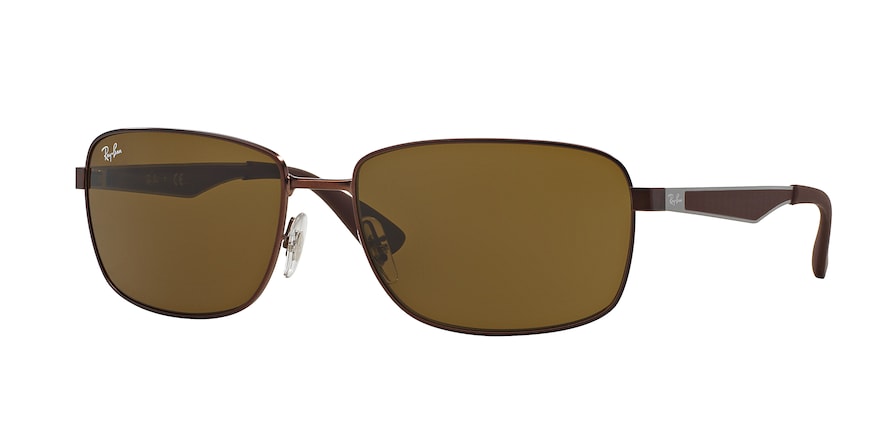 Ray-Ban RB3529 Square Sunglasses  012/73-MATTE DARK BROWN 61-17-145 - Color Map brown