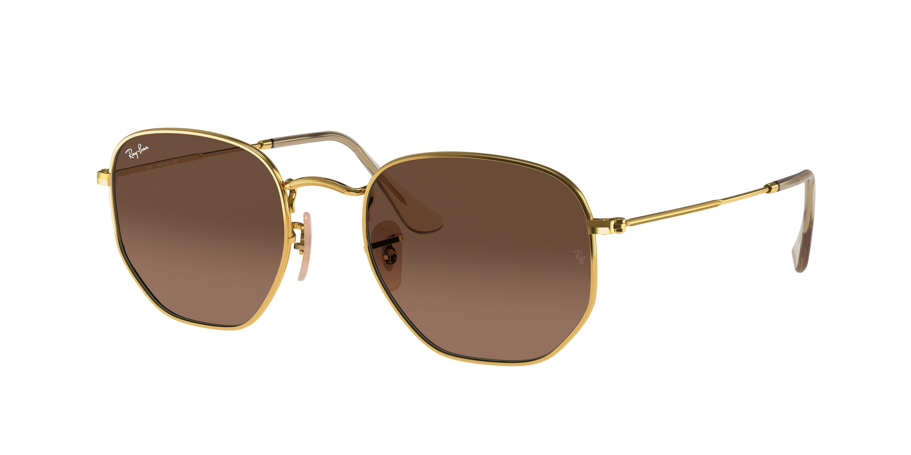 Ray-Ban HEXAGONAL RB3548N Irregular Sunglasses  912443-Gold 53-145-21 - Color Map Gold