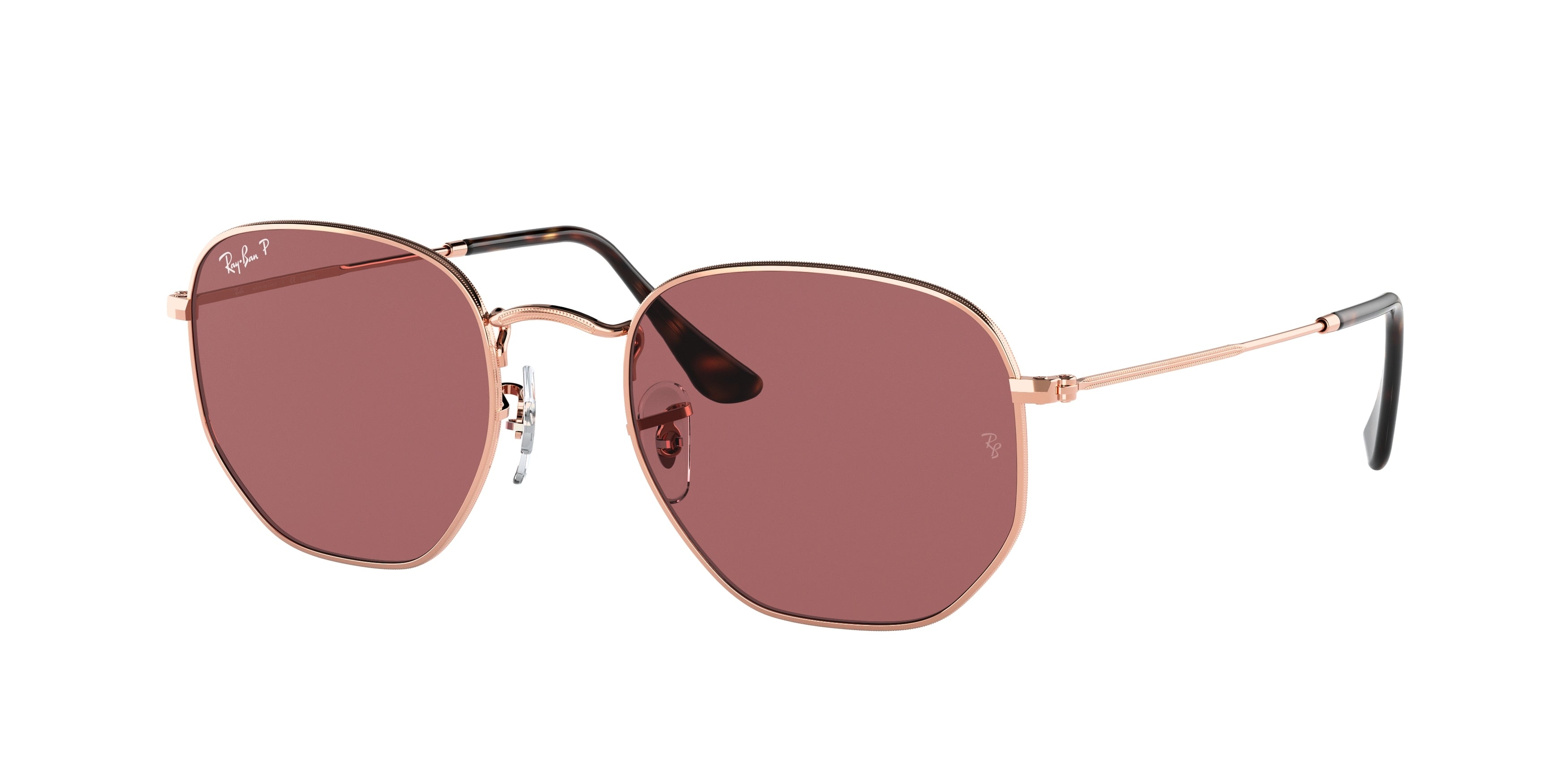 Ray-Ban HEXAGONAL RB3548N Irregular Sunglasses  9202AF-Rose Gold 50-145-21 - Color Map Gold