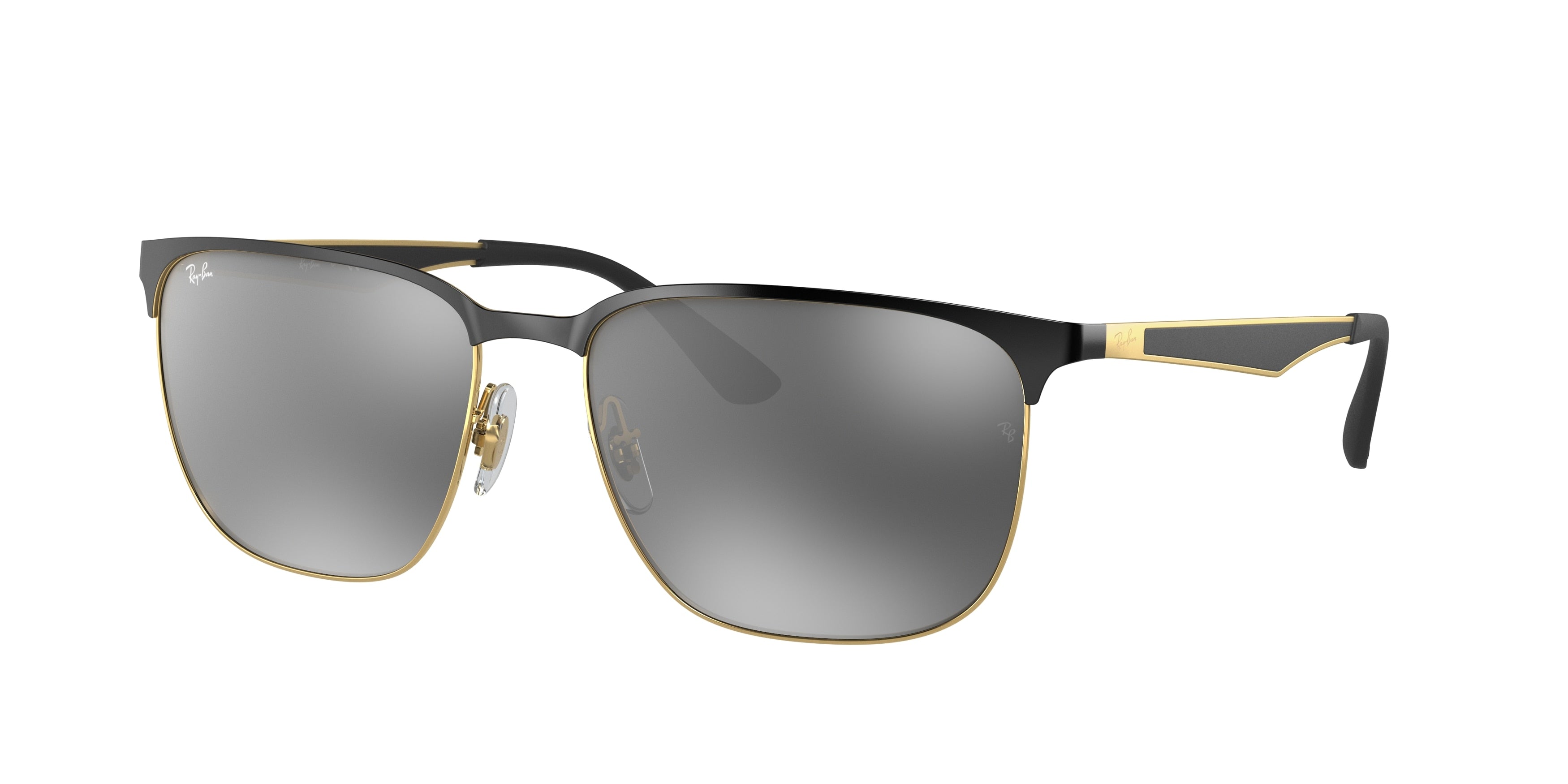 Ray-Ban RB3569 Square Sunglasses  187/88-Black On Gold 59-145-17 - Color Map Black