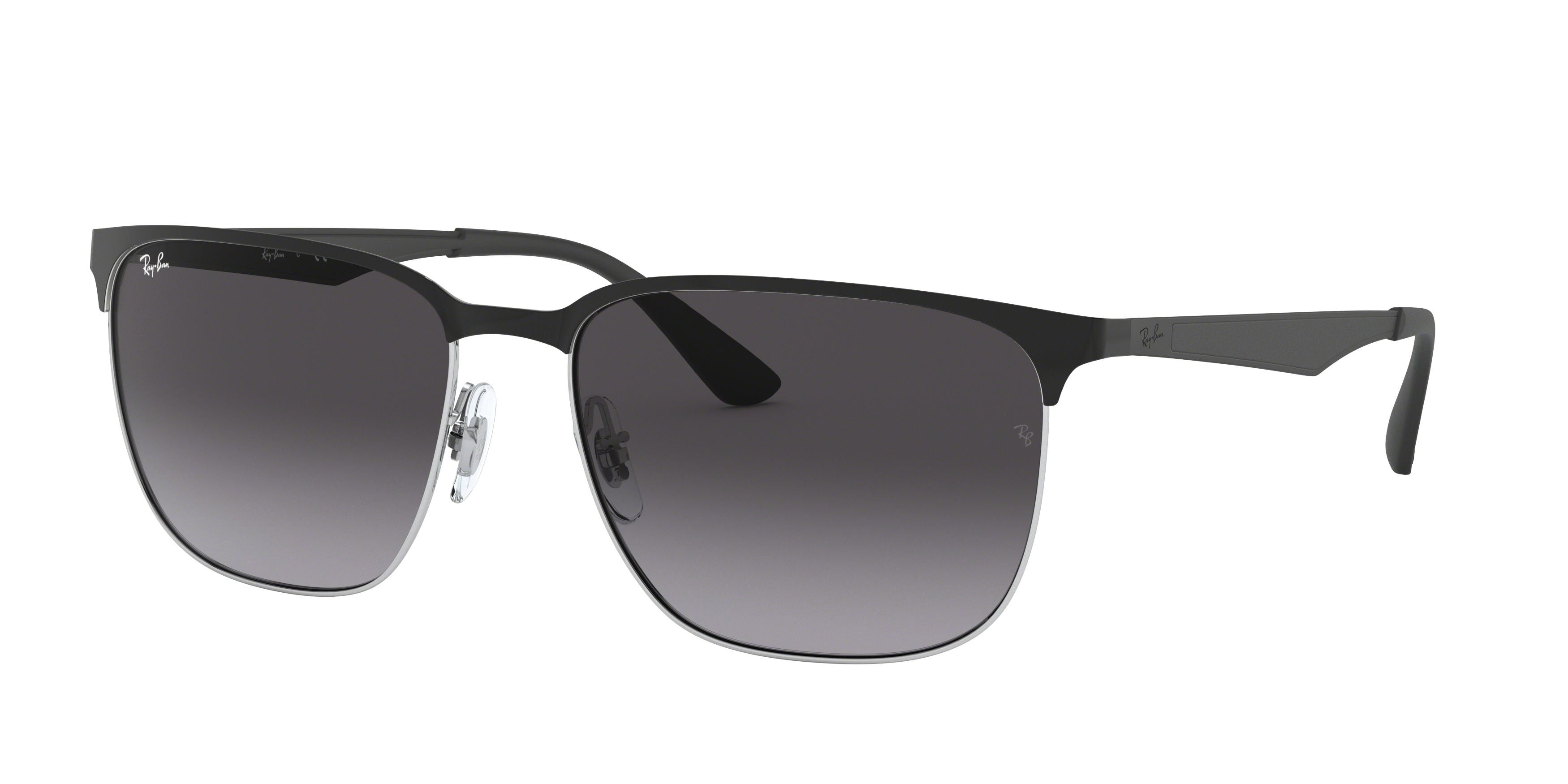 Ray-Ban RB3569 Square Sunglasses  90048G-Black On Silver 59-145-17 - Color Map Black
