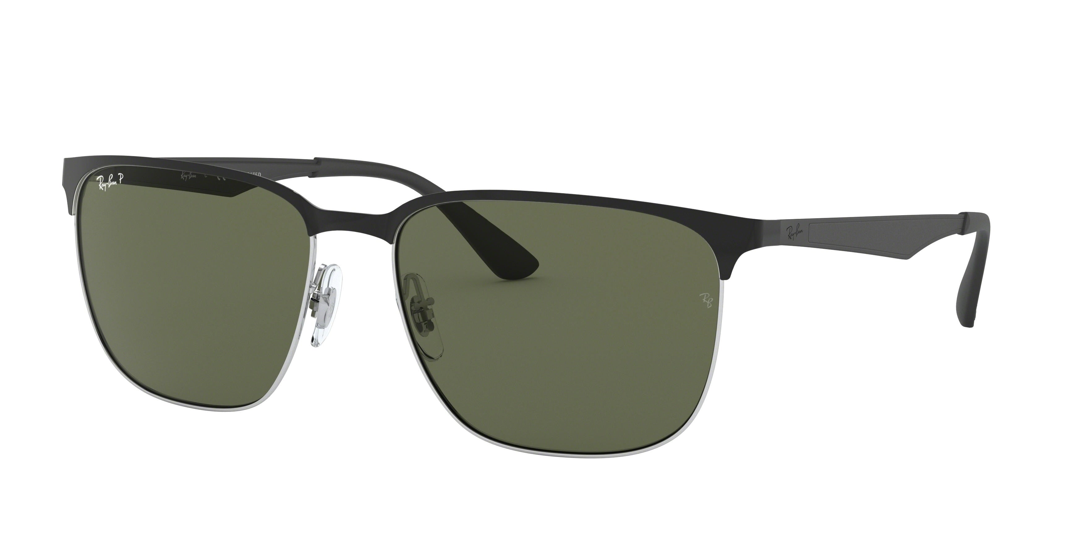Ray-Ban RB3569 Square Sunglasses  90049A-Black On Silver 59-145-17 - Color Map Black