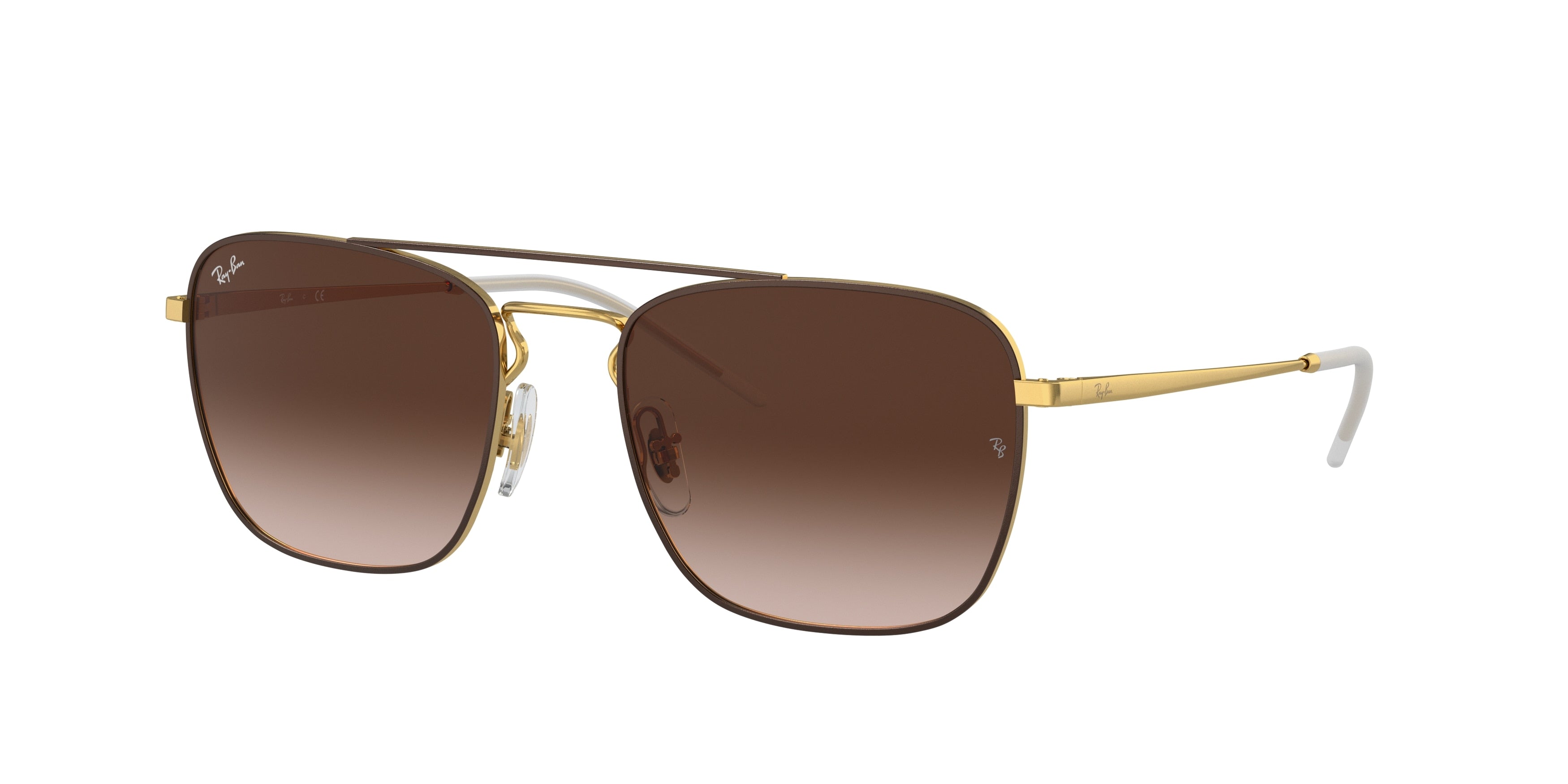 Ray-Ban RB3588 Square Sunglasses  905513-Brown On Gold 55-140-19 - Color Map Brown