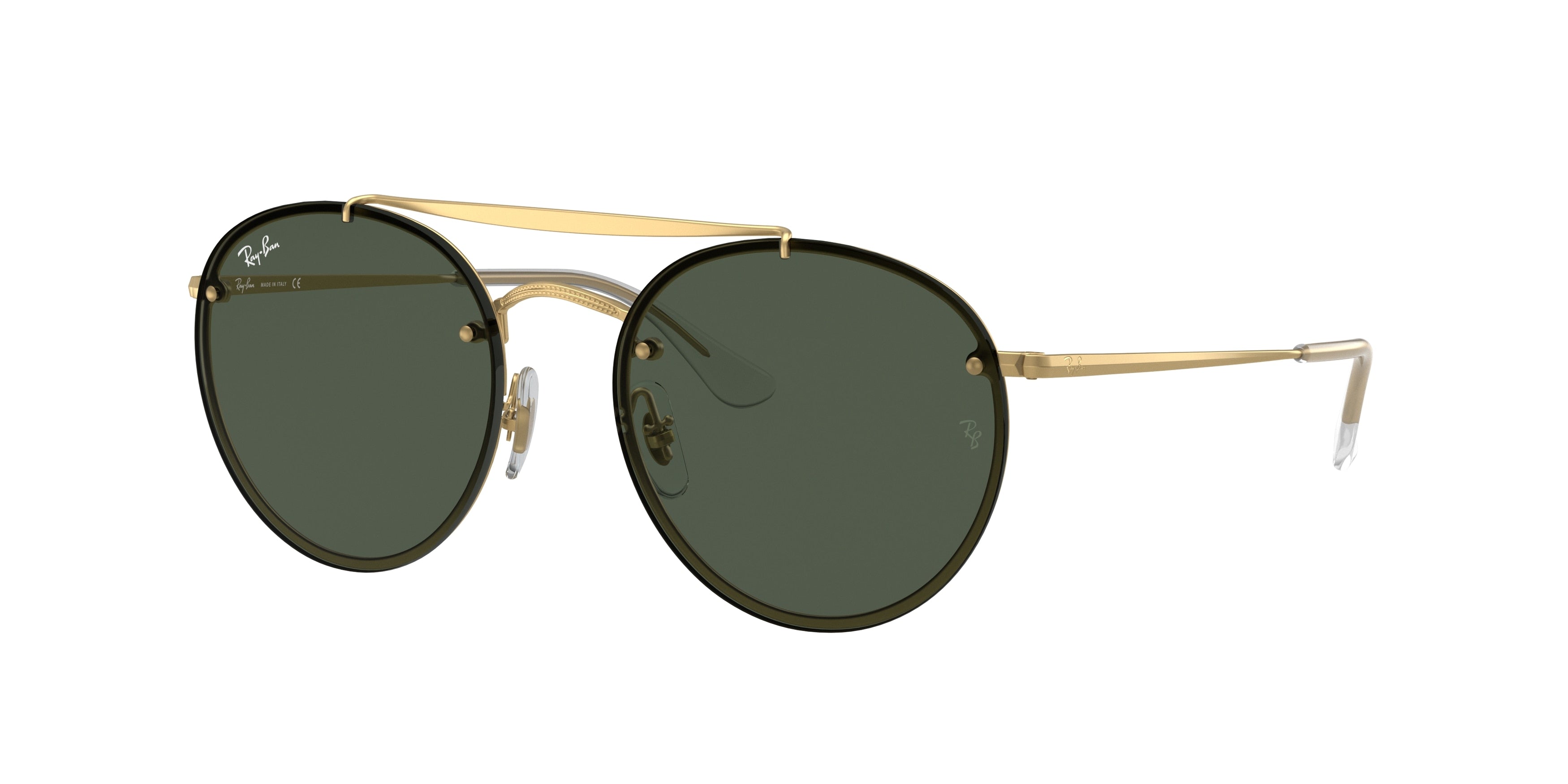 Ray-Ban BLAZE ROUND DOUBLEBRIDGE RB3614N Round Sunglasses  914071-Gold 54-145-18 - Color Map Gold