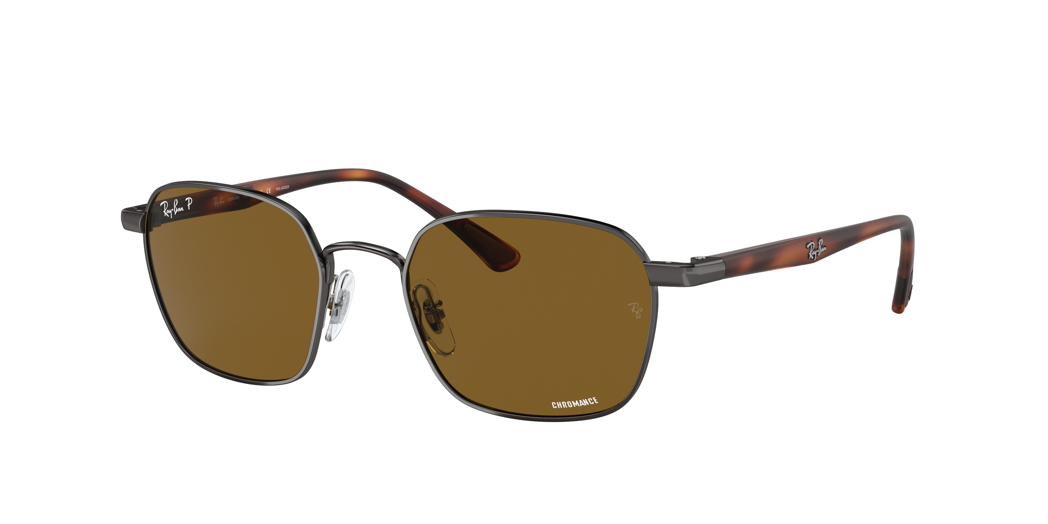 Ray-Ban CHROMANCE RB3664CH Square Sunglasses  121/BB-Light Brown 50-145-19 - Color Map Brown
