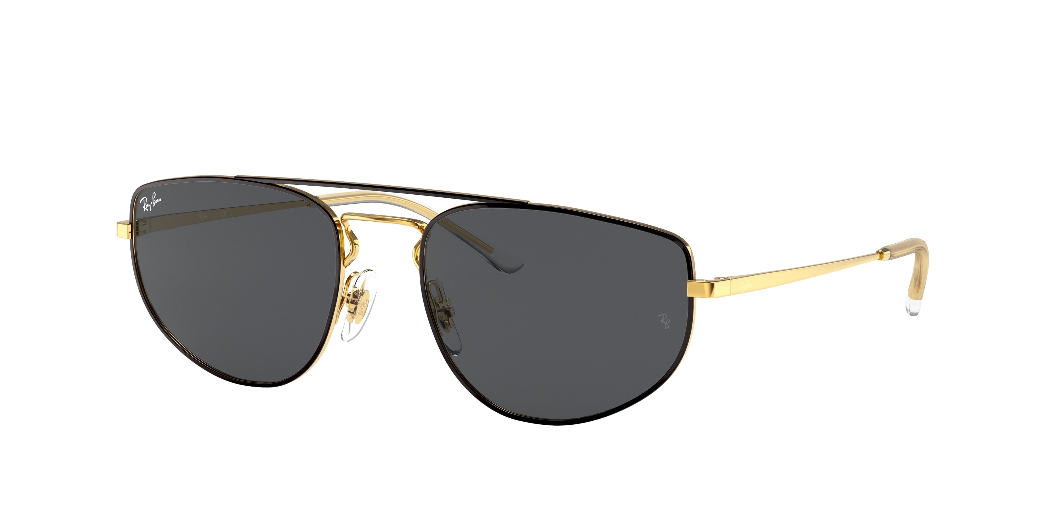 Ray-Ban RB3668 Rectangle Sunglasses  905487-Black On Gold 55-140-19 - Color Map Black