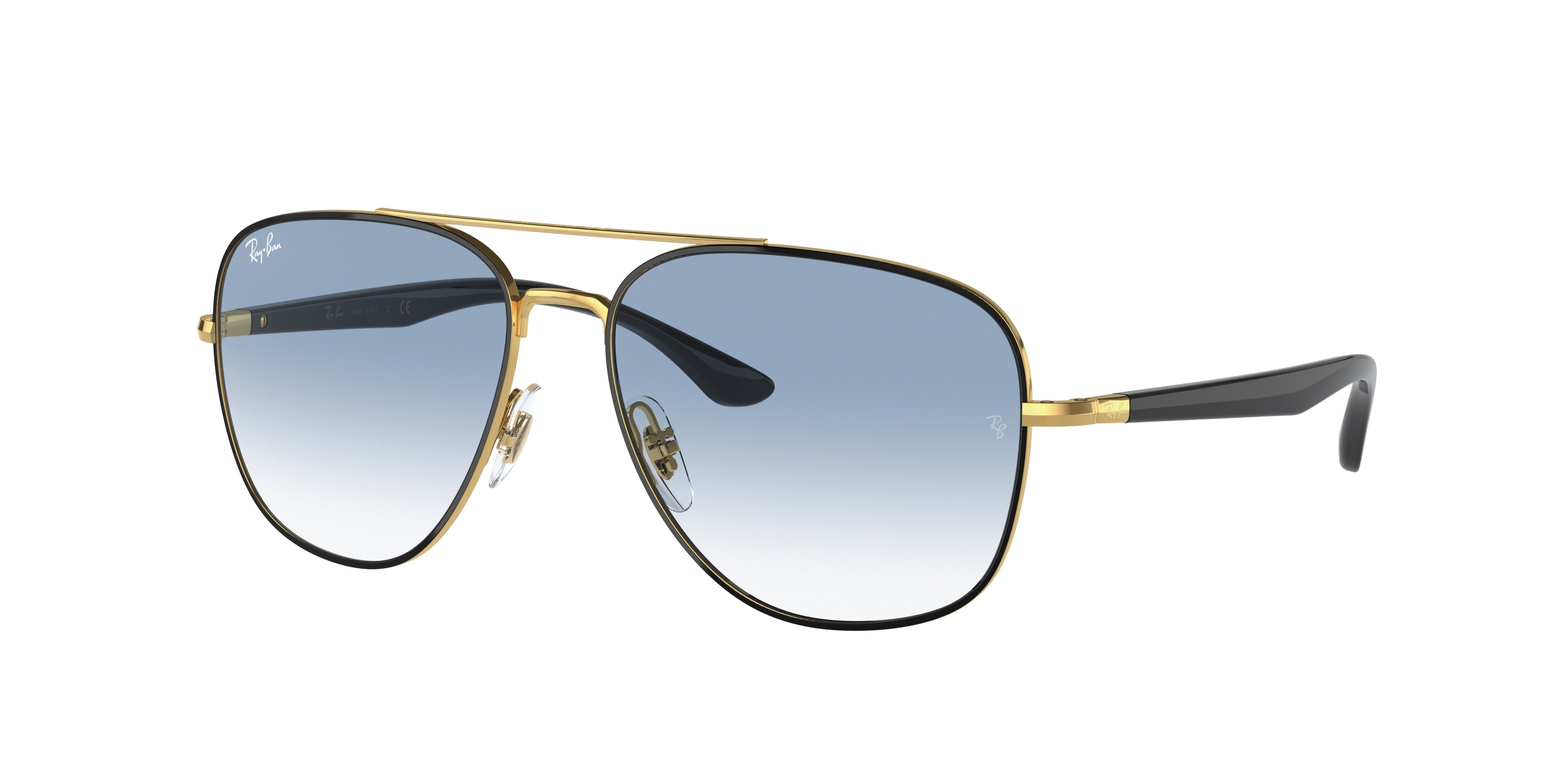 Ray-Ban RB3683 Square Sunglasses  90003F-Black On Gold 59-145-15 - Color Map Black