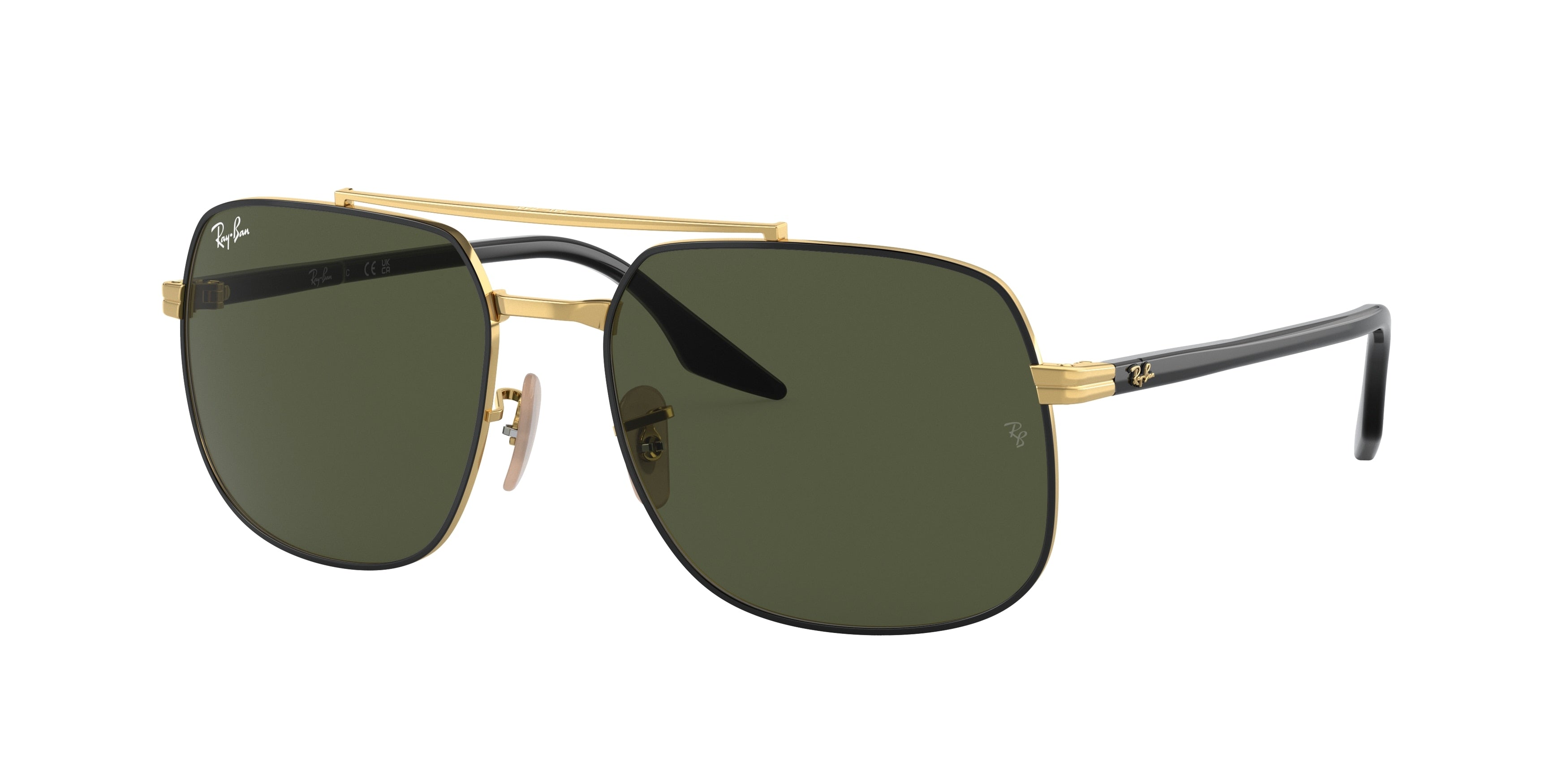 Ray-Ban RB3699 Square Sunglasses  900031-Black On Gold 59-145-18 - Color Map Black