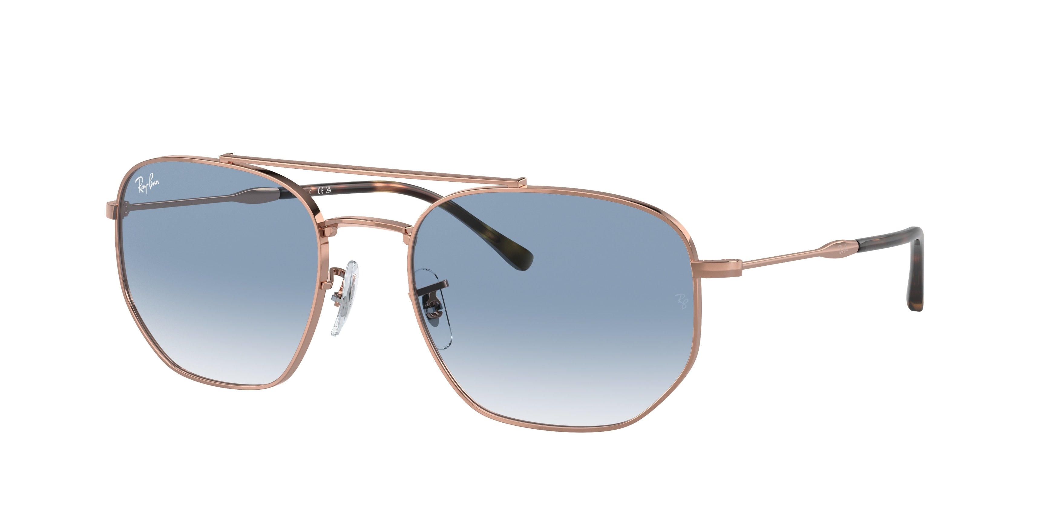 Ray-Ban RB3707 Irregular Sunglasses  92023F-Rose Gold 57-145-20 - Color Map Gold