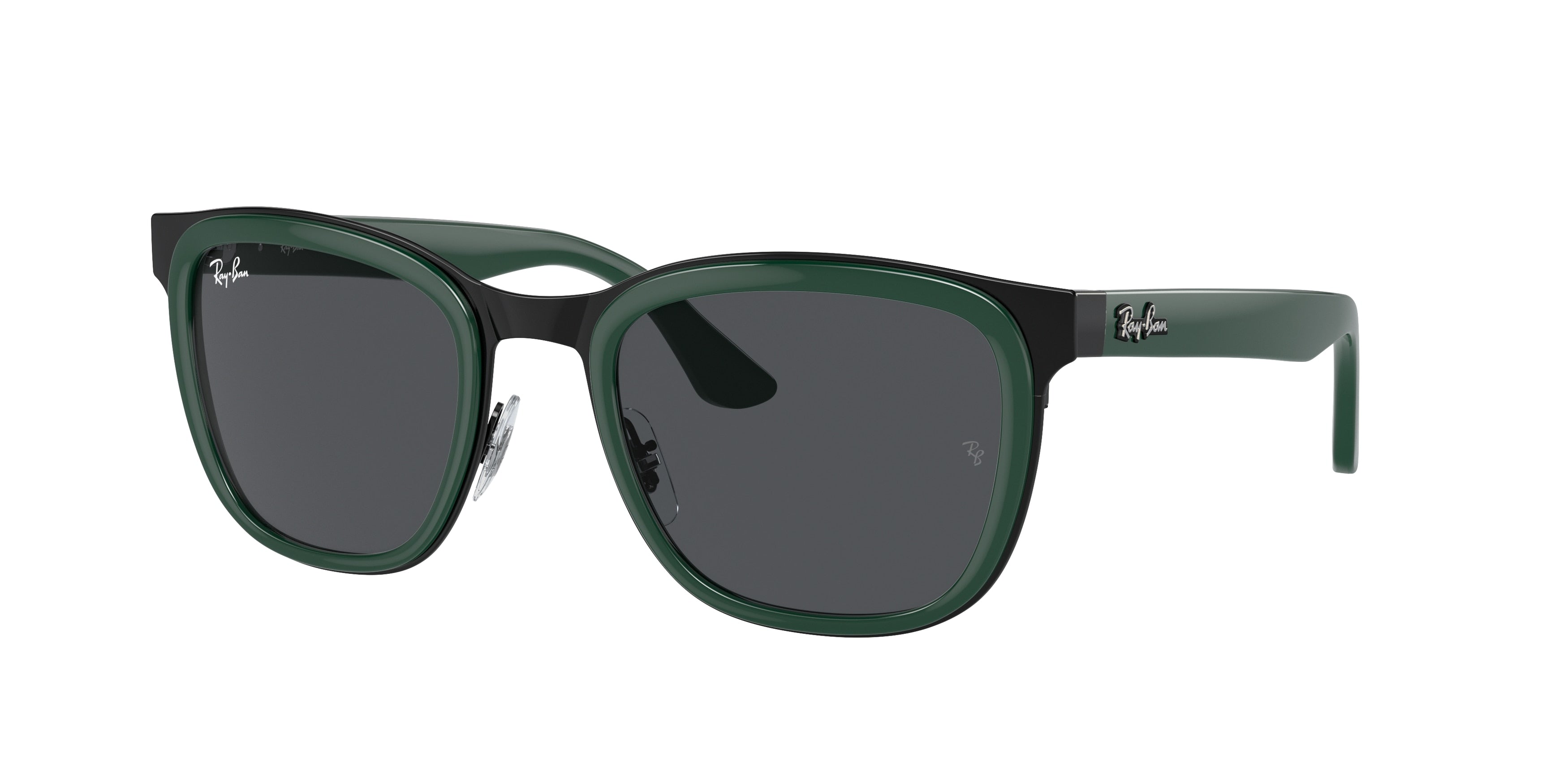 Ray-Ban CLYDE RB3709 Square Sunglasses  002/87-Green On Black 53-140-22 - Color Map Green