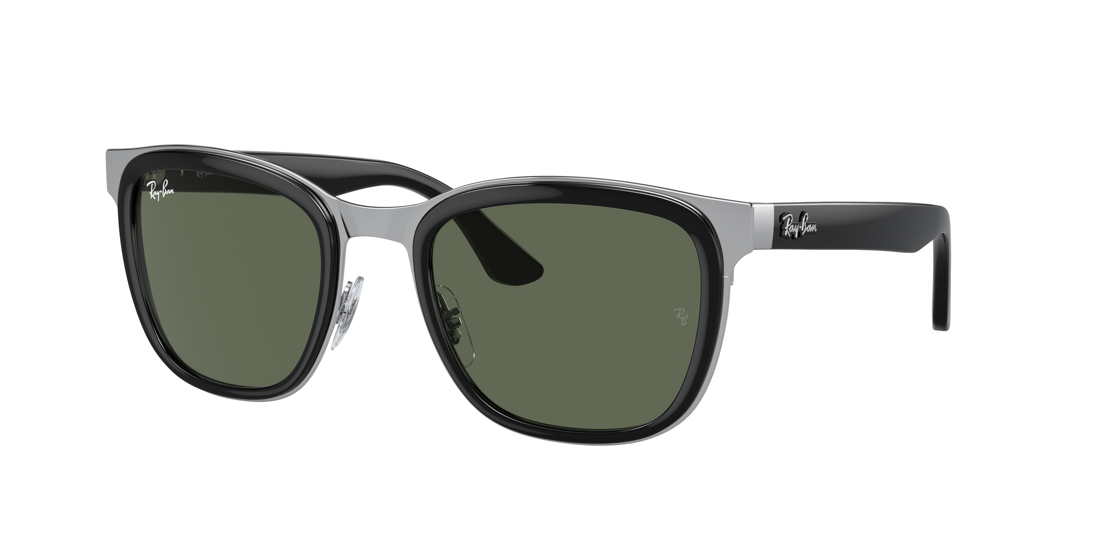 Ray-Ban CLYDE RB3709 Square Sunglasses  003/71-Black On Silver 53-140-22 - Color Map Black