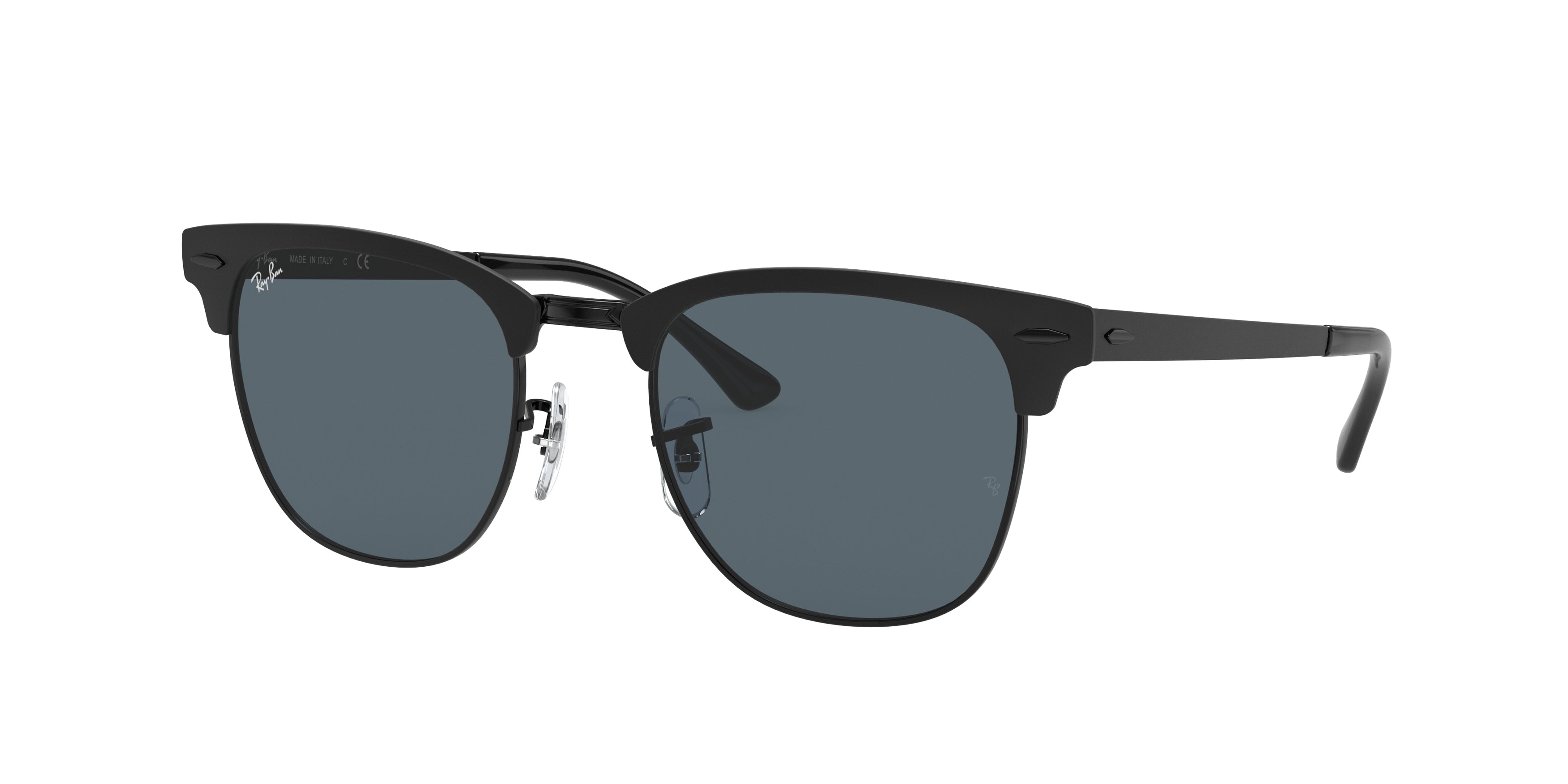 Ray-Ban CLUBMASTER METAL RB3716 Square Sunglasses  186/R5-Black 50-145-21 - Color Map Black