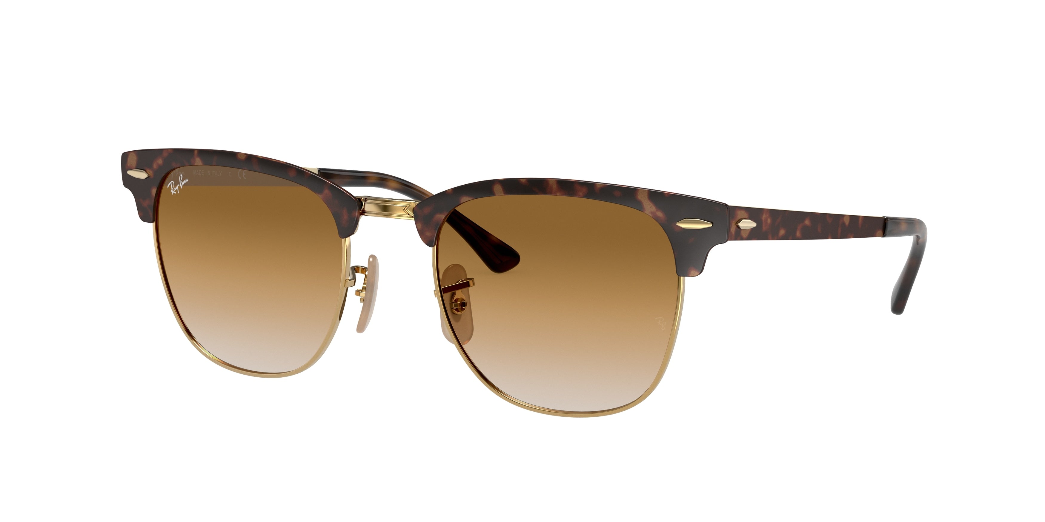 Ray-Ban CLUBMASTER METAL RB3716 Square Sunglasses  900851-Havana On Gold 50-145-21 - Color Map Tortoise