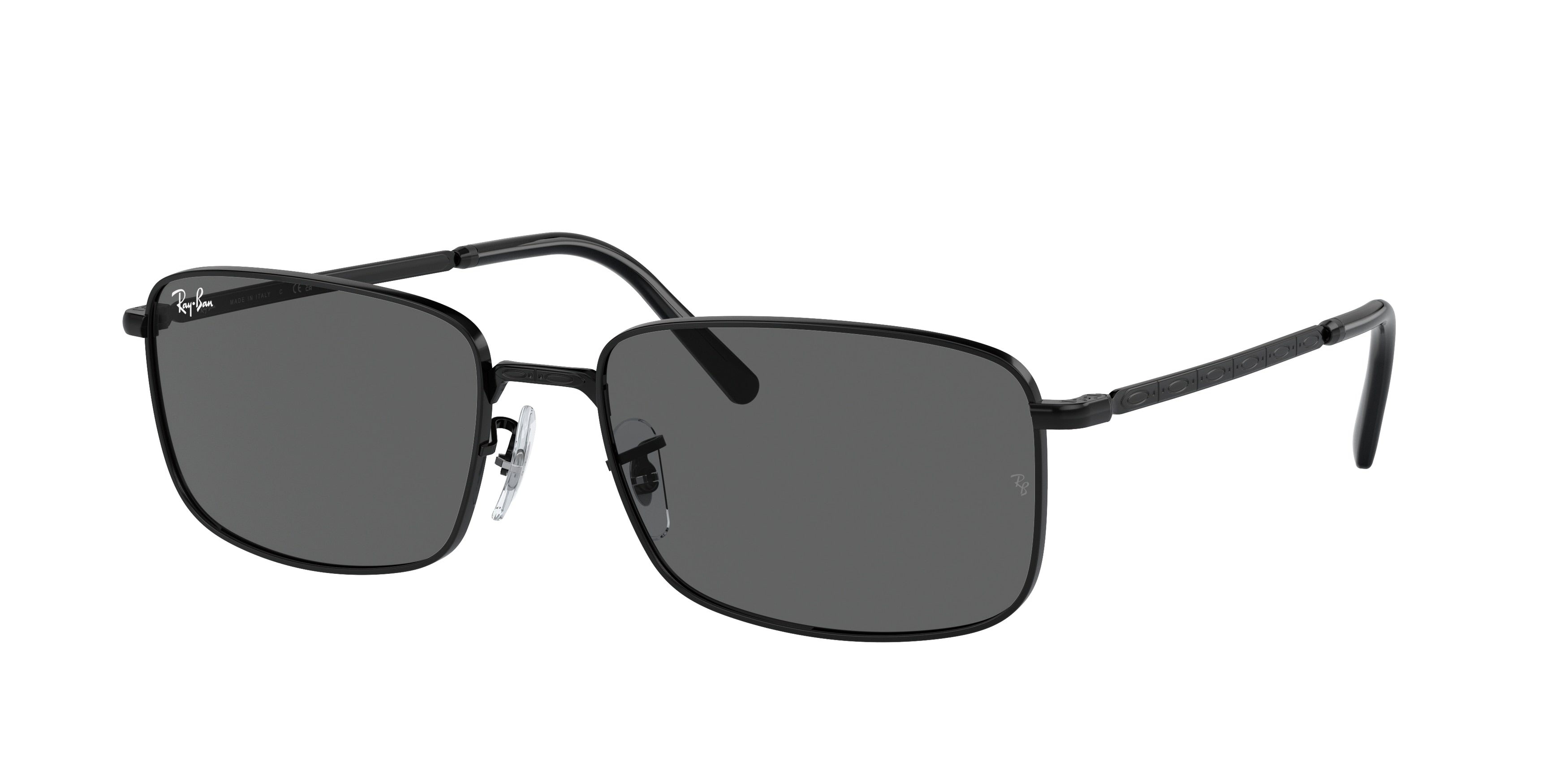 Ray-Ban RB3717 Rectangle Sunglasses  002/B1-Black 60-145-18 - Color Map Black