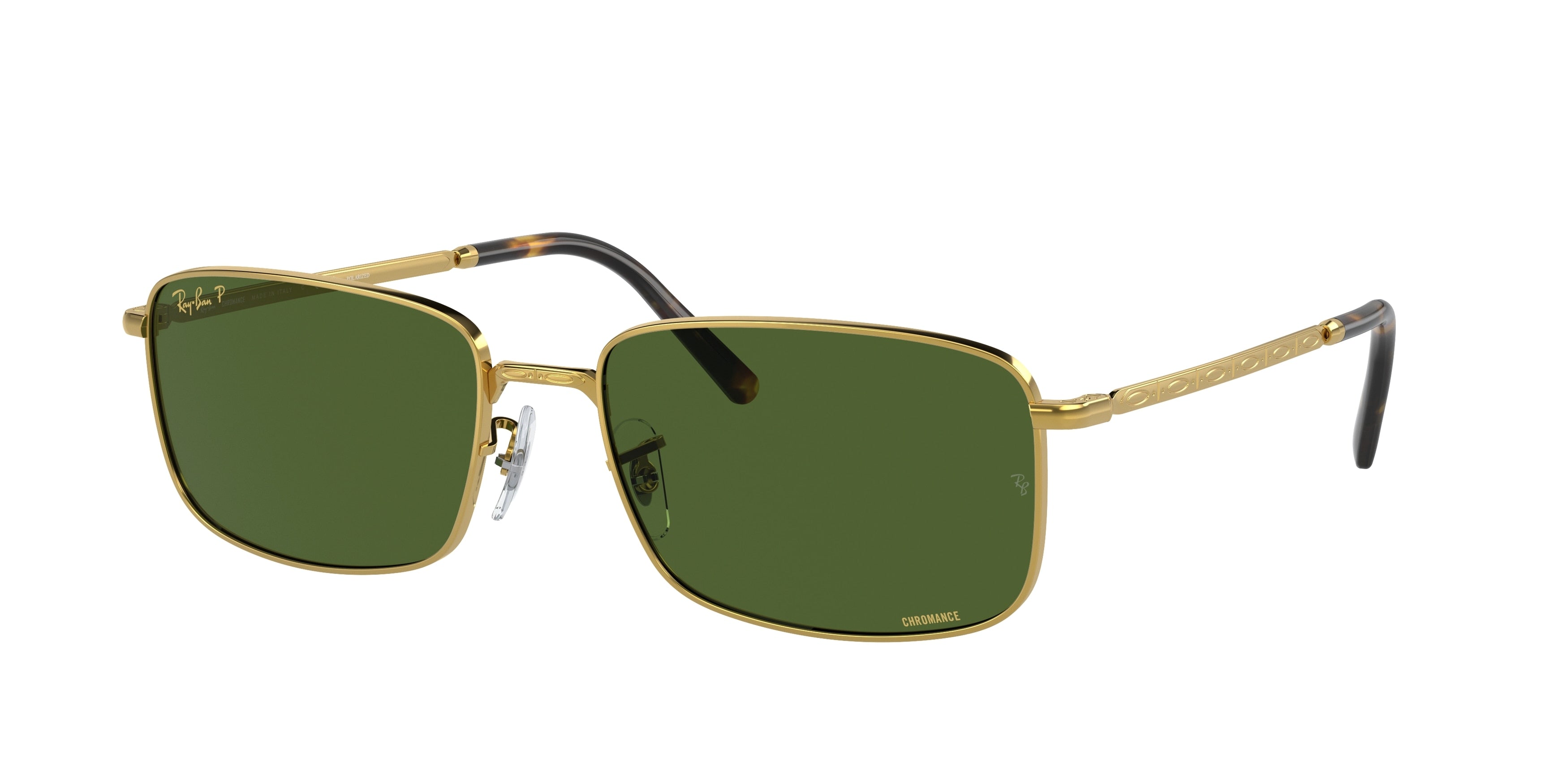 Ray-Ban RB3717 Rectangle Sunglasses  9196P1-Gold 60-145-18 - Color Map Gold