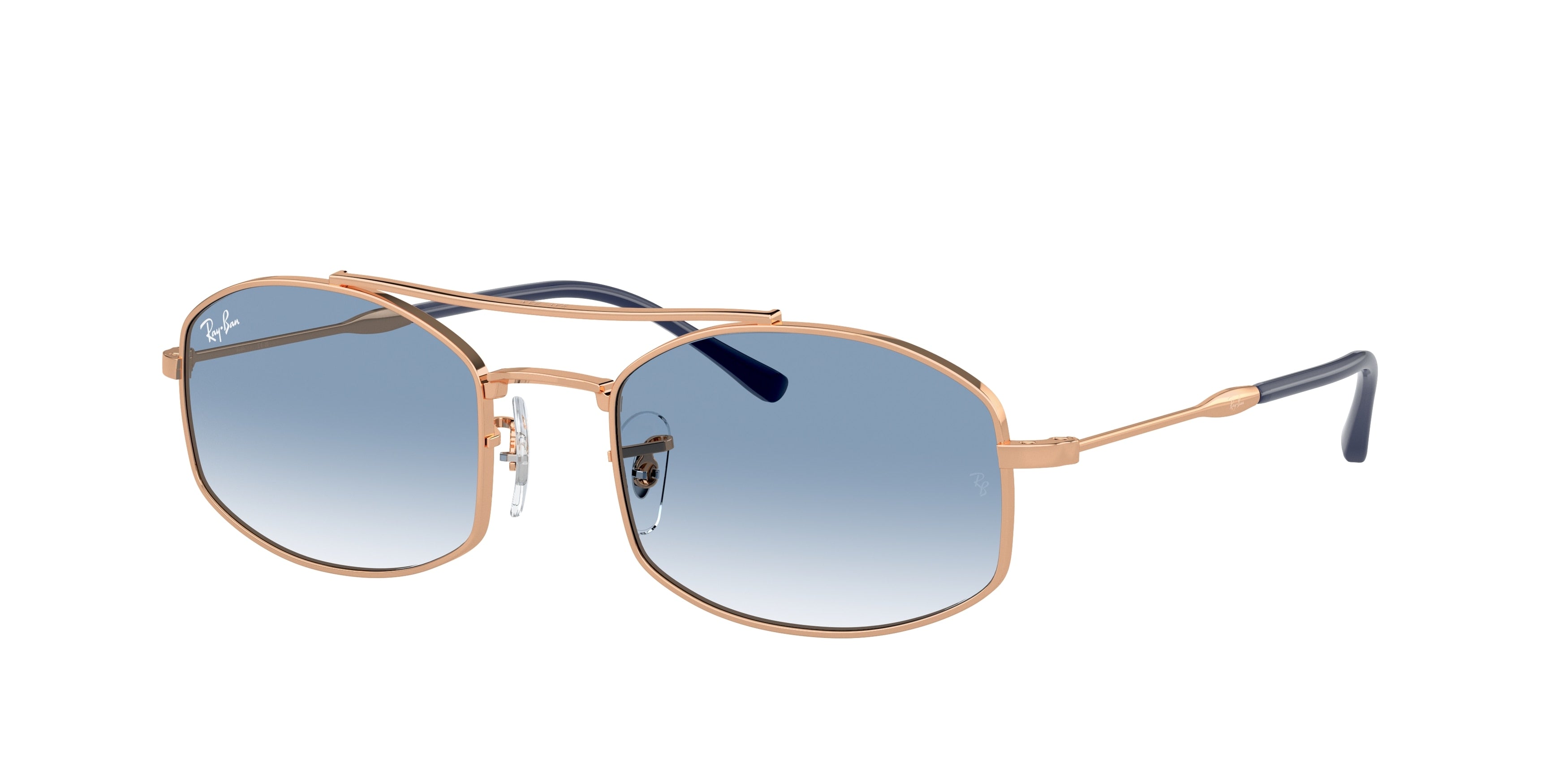 Ray-Ban RB3719 Oval Sunglasses  92623F-Rose Gold 54-145-20 - Color Map Gold