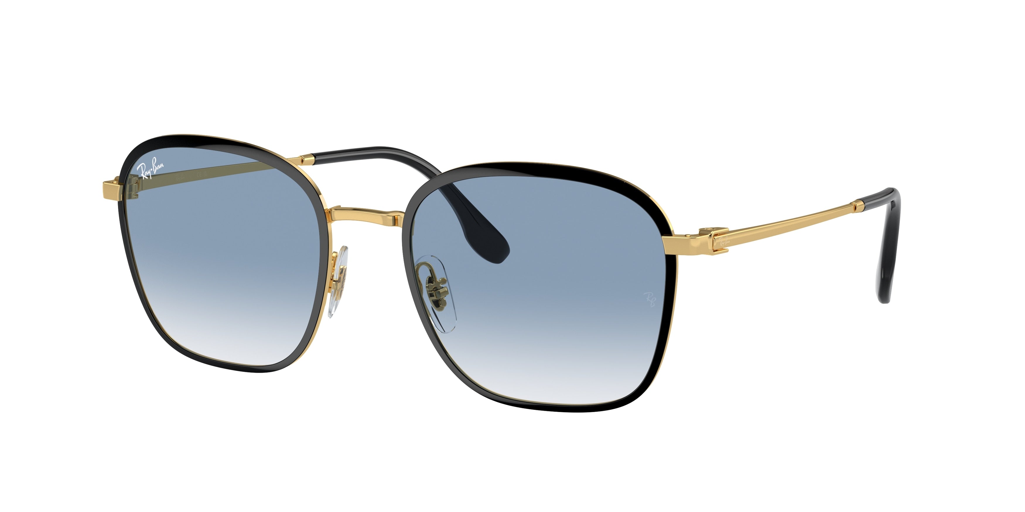 Ray-Ban RB3720 Square Sunglasses  90003F-Black On Gold 55-145-20 - Color Map Black