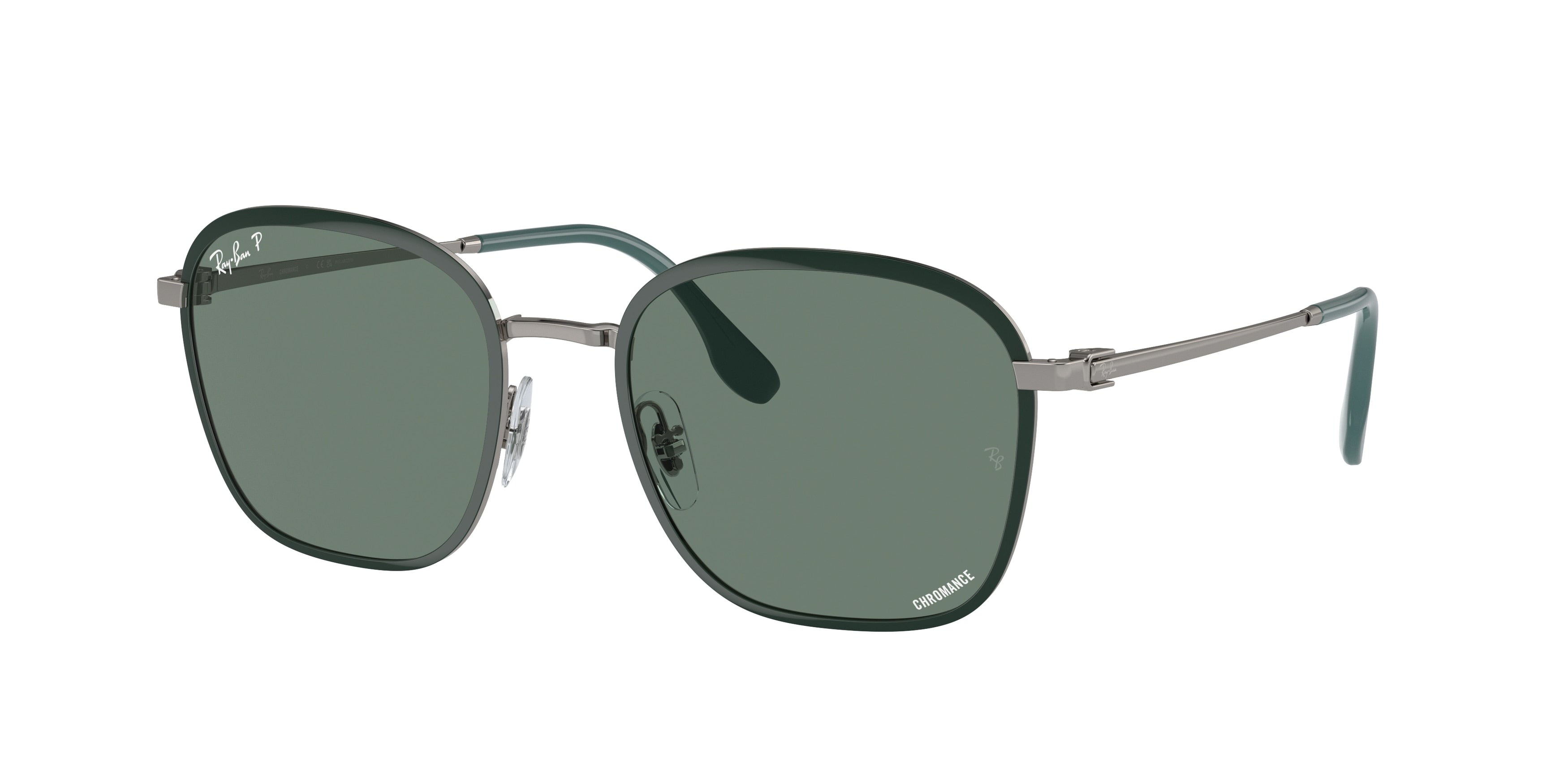 Ray-Ban RB3720 Square Sunglasses  9264O9-Green On Gunmetal 55-145-20 - Color Map Green