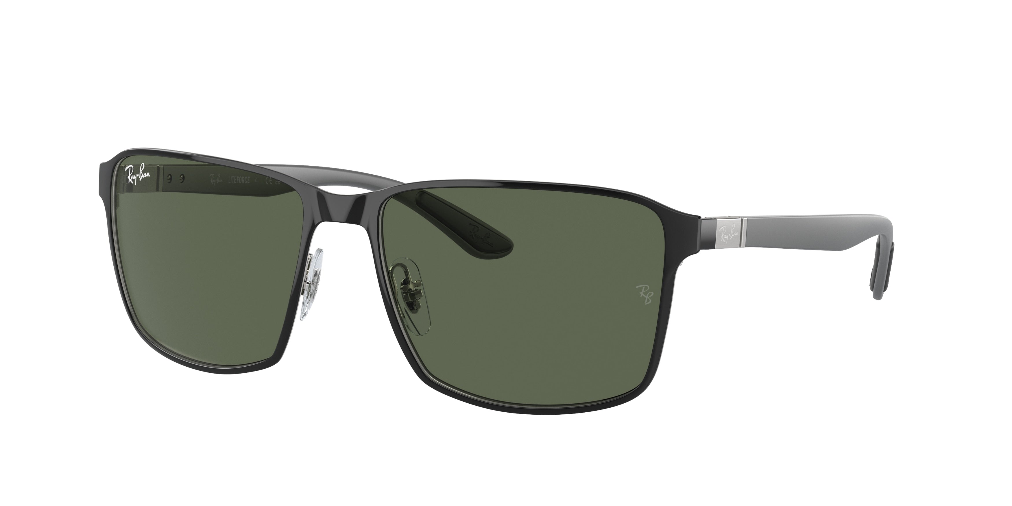 Ray-Ban RB3721 Square Sunglasses  914471-Black On Silver 59-145-17 - Color Map Black
