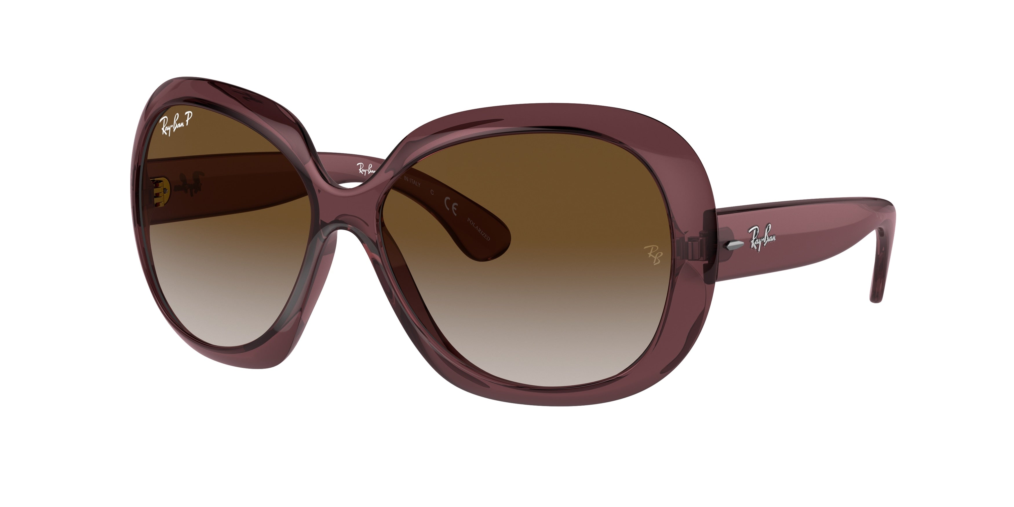 Ray-Ban JACKIE OHH II RB4098 Butterfly Sunglasses  6593T5-Transparent Dark Brown 59-135-14 - Color Map Brown