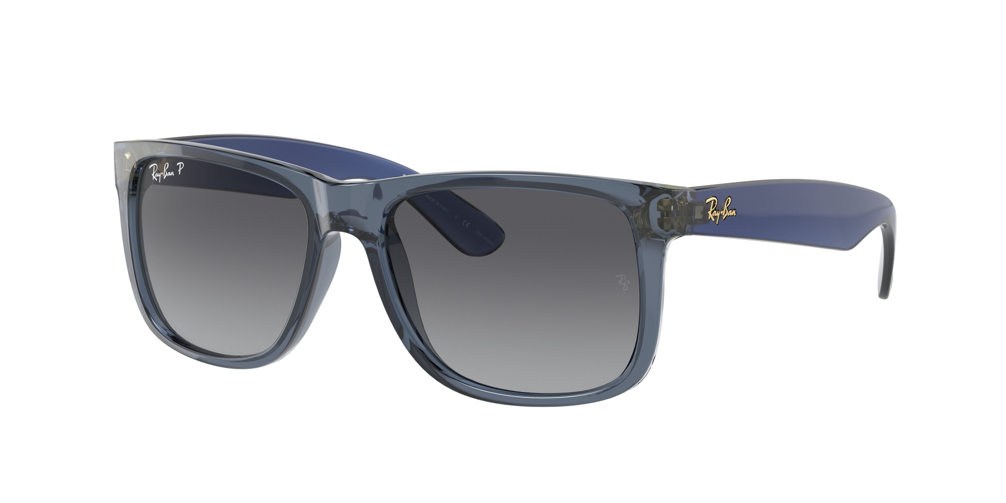 Ray-Ban JUSTIN RB4165 Square Sunglasses  6596T3-Transparent Blue 53-145-16 - Color Map Blue