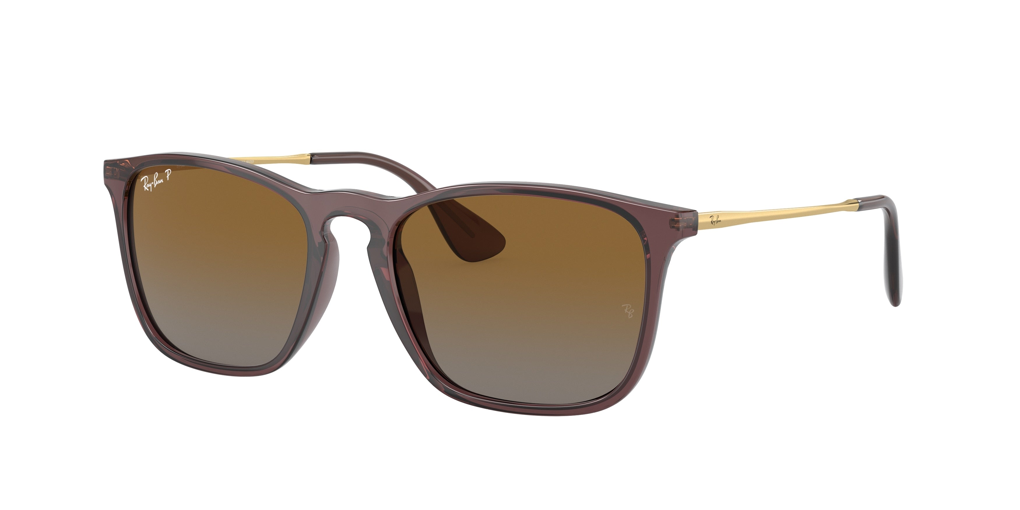 Ray-Ban CHRIS RB4187 Square Sunglasses  6593T5-Transparent Brown 53-145-18 - Color Map Brown