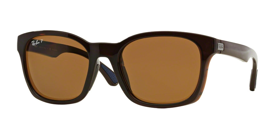 Ray-Ban RB4197F Square Sunglasses  714/83-SHINY BROWN 56-20-145 - Color Map brown