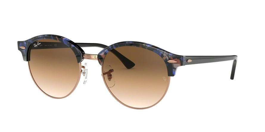 Ray-Ban CLUBROUND RB4246F Round Sunglasses  125651-SPOTTED BROWN/BLUE 53-19-145 - Color Map blue
