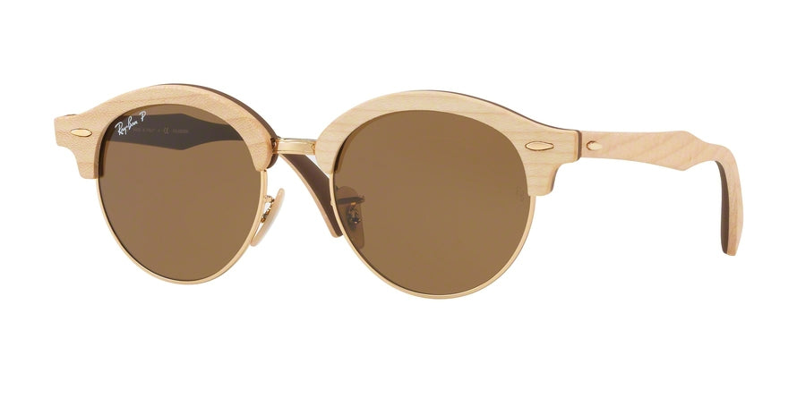 Ray-Ban CLUBROUND WOOD RB4246M Phantos Sunglasses  117957-GOLD 51-19-145 - Color Map light brown