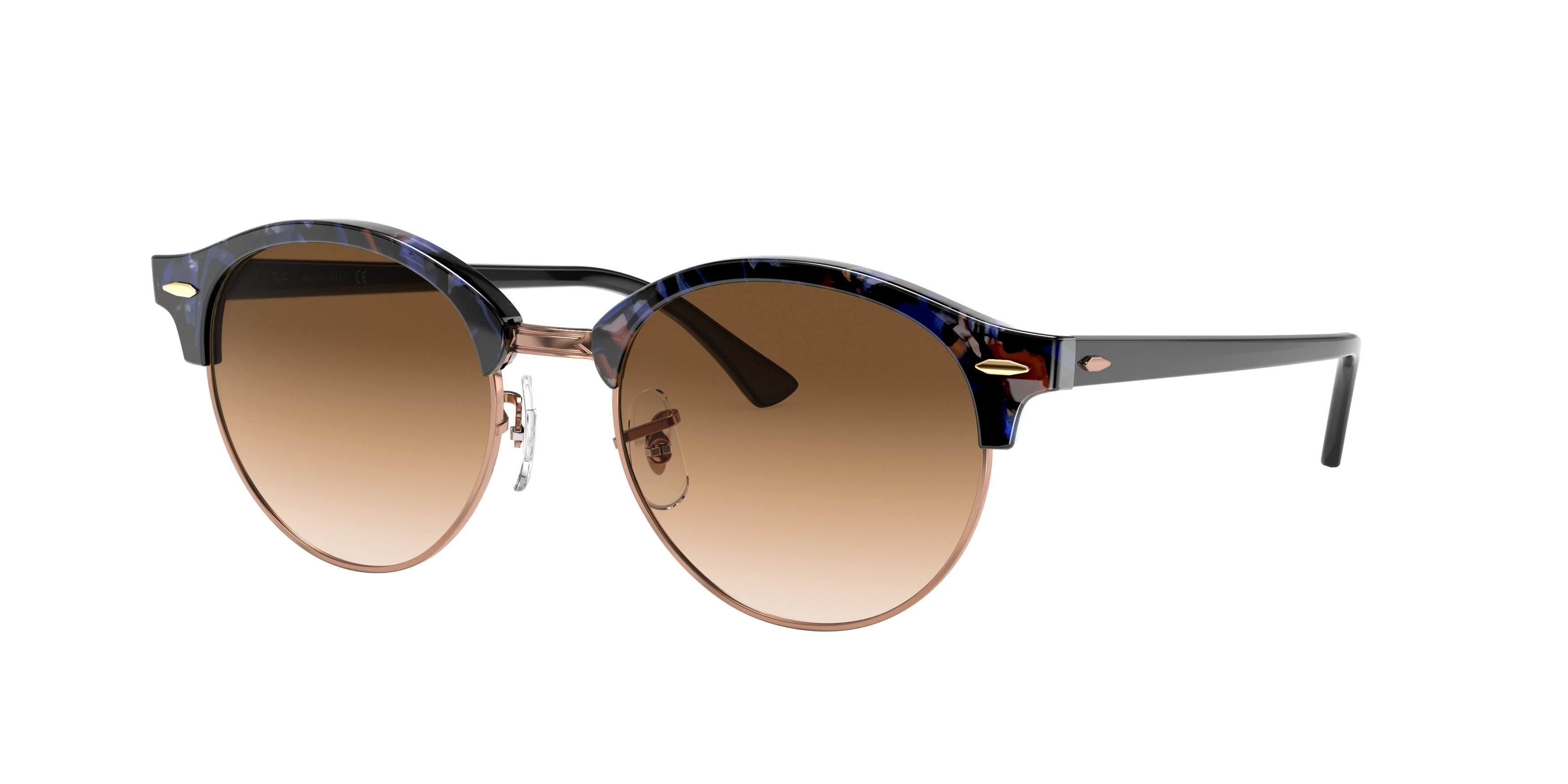 Ray-Ban CLUBROUND RB4246 Round Sunglasses  125651-Brown & Blue 51-145-19 - Color Map Brown