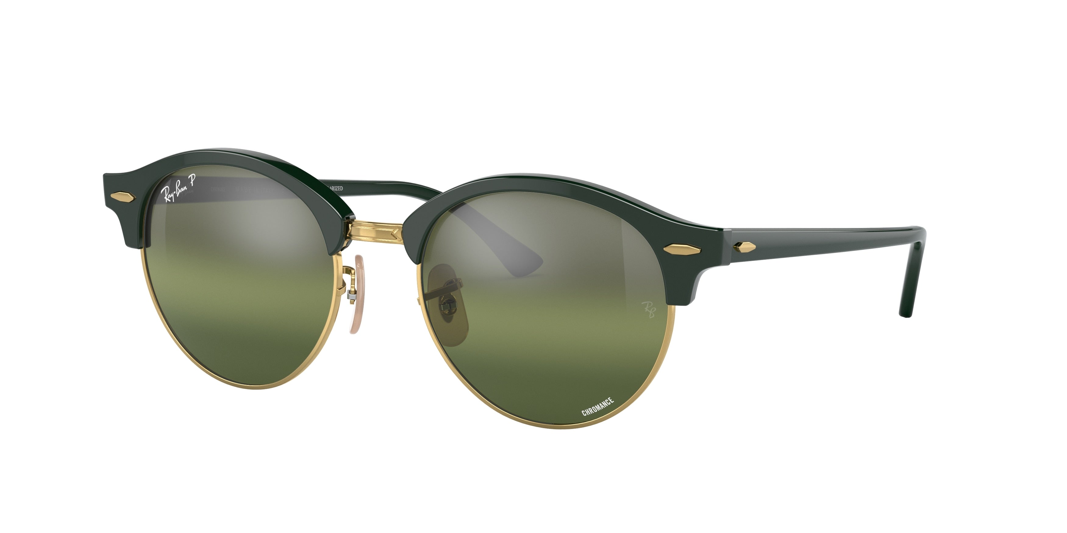 Ray-Ban CLUBROUND RB4246 Round Sunglasses  1368G4-Green On Gold 51-145-19 - Color Map Green