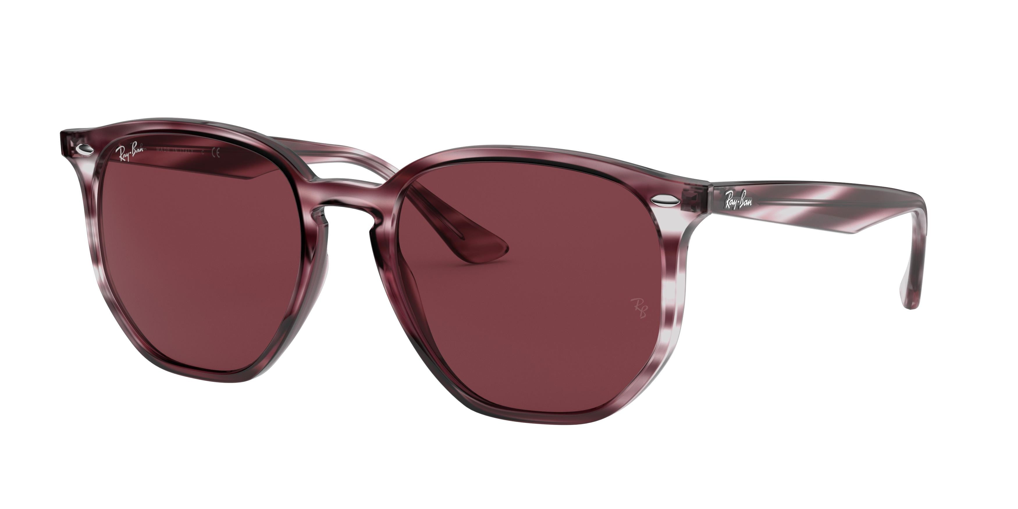 Ray-Ban RB4306 Irregular Sunglasses  643175-Striped Bordeaux Havana 54-145-19 - Color Map Red