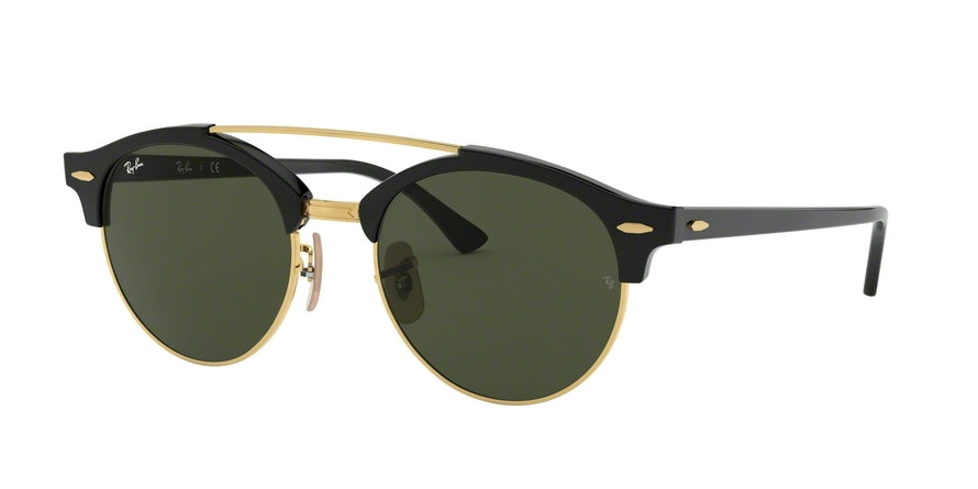 Ray-Ban CLUBROUND DOUBLEBRIDGE RB4346 Round Sunglasses  901-BLACK 51-19-145 - Color Map black