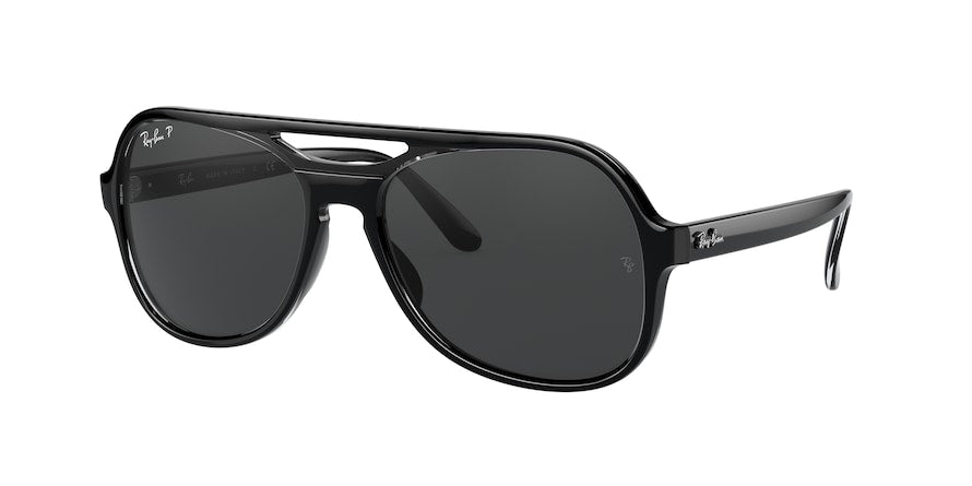 Ray-Ban POWDERHORN RB4357 Pilot Sunglasses  654548-BLACK TRANSPARENT BLACK 58-17-140 - Color Map black