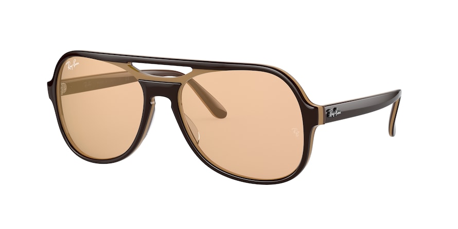 Ray-Ban POWDERHORN RB4357 Pilot Sunglasses  6547B4-DARK BROWN LIGHT BROWN BROWN 58-17-140 - Color Map brown