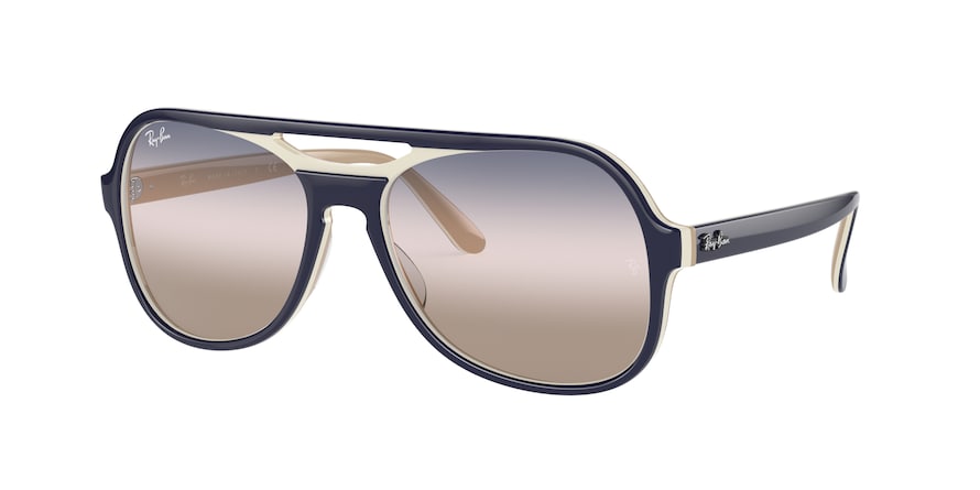 Ray-Ban POWDERHORN RB4357 Pilot Sunglasses  6548GD-BLUE CREAMY LIGHT BROWN 58-17-140 - Color Map blue